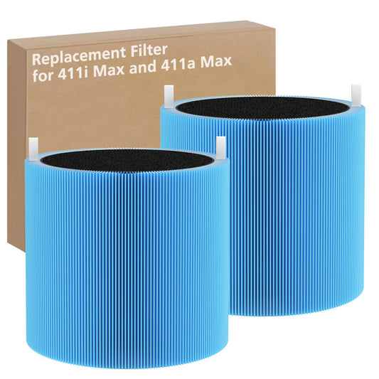 2 Pack 411i & 411a Max Replacement Filter Compatible with Blue Pure 411i & 411a Max Air Purifiers, HEPA & Activated Carbon Filter, Blue
