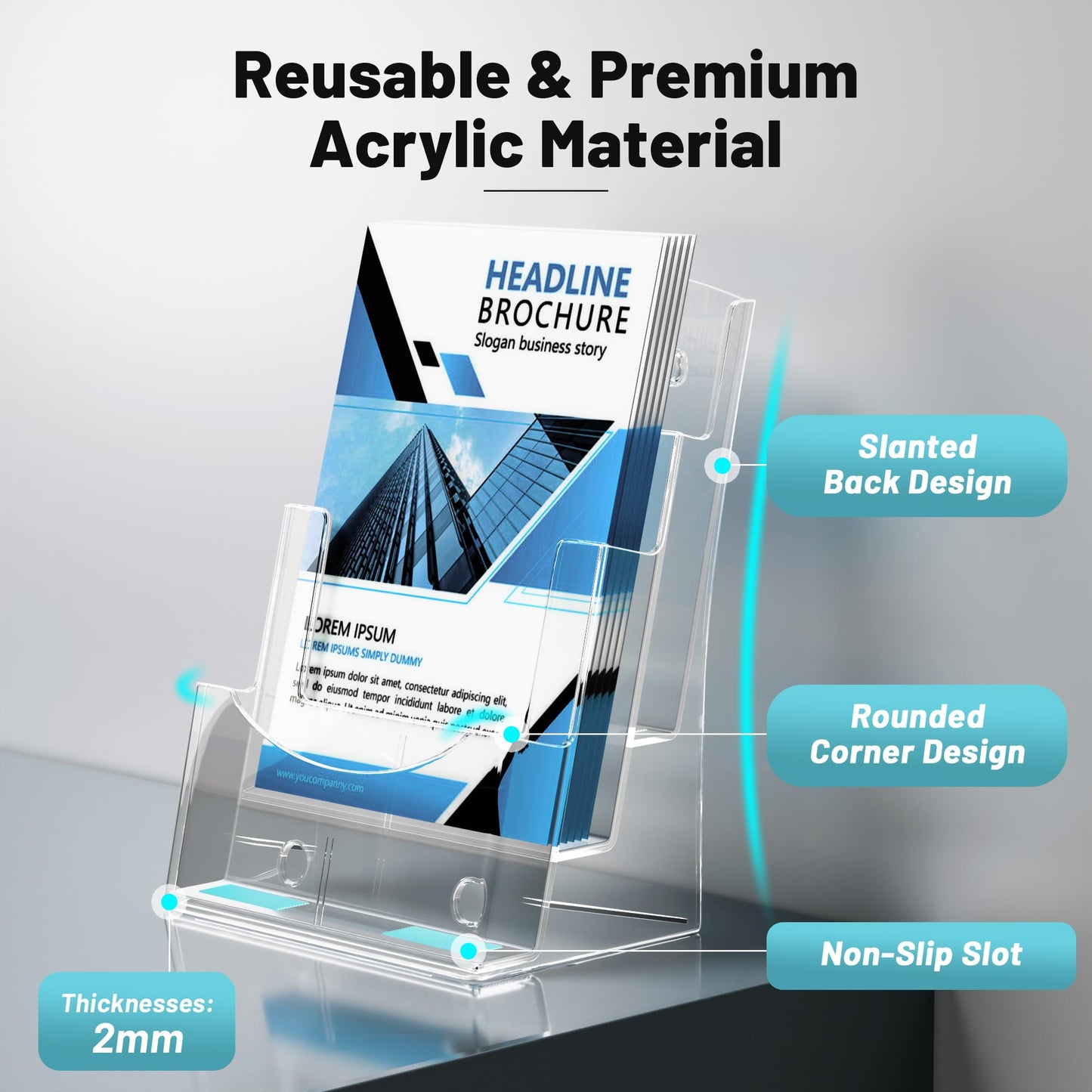 Viymgit 2Pack Acrylic Brochure Holder 8.5 x 11 inches, 3 Tier Clear Plastic Flyer Holder Display Stand, Wall Mount/Countertop Literature Organizer for Documents, Pamphlets, Booklets, and Menu