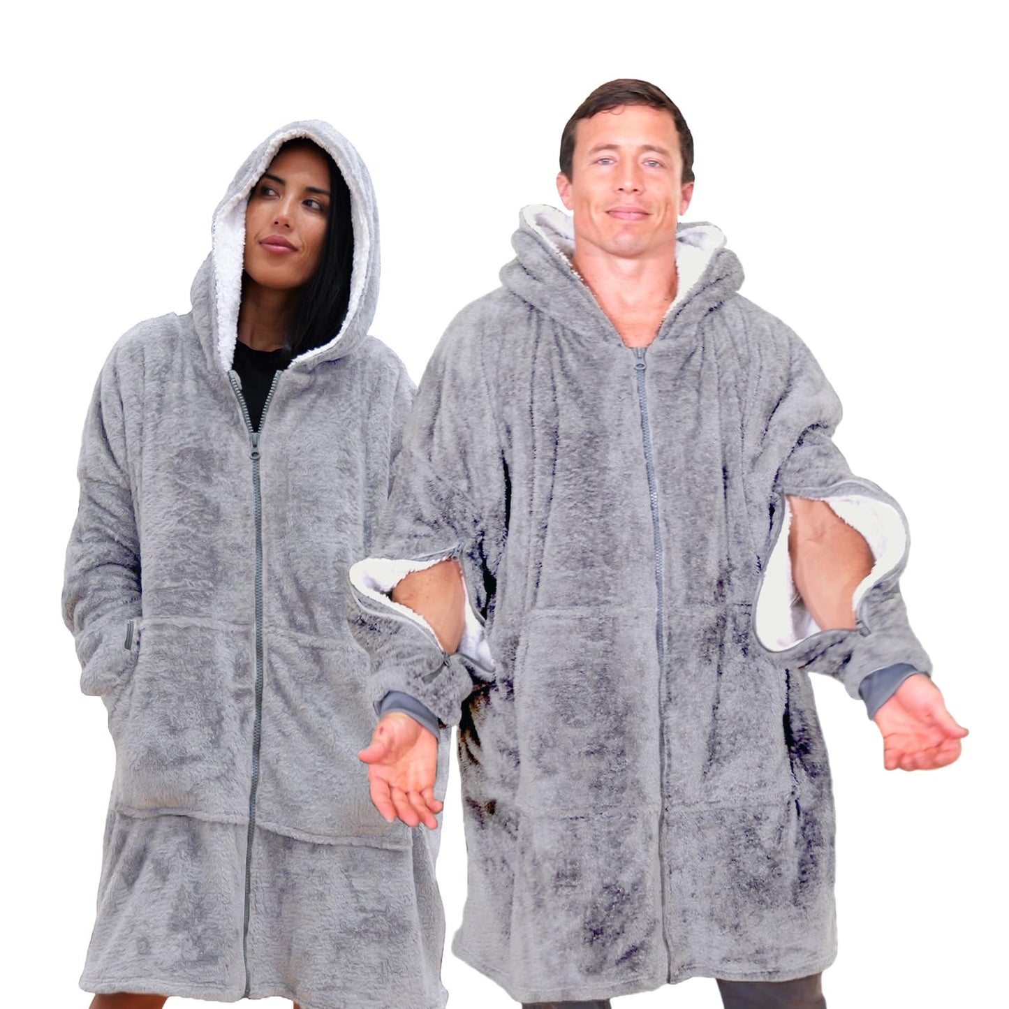 Dialysis Wearable Blanket with Arms Zipper Design for Hassle-Free Port Access | Oversized Blanket Hoodie - Unisex | Soft & Cozy Fabric to Keep You Warm During Dialysis | One Size Fits All Adults
