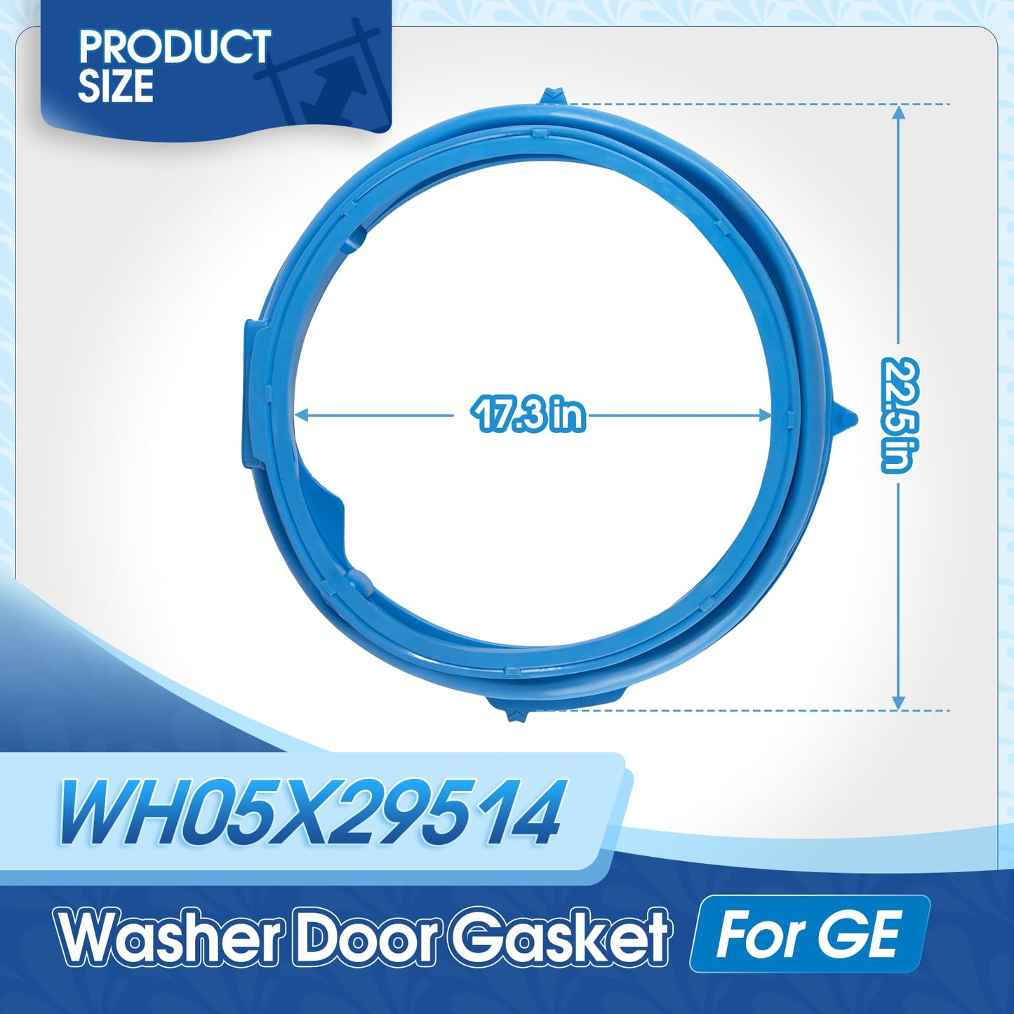 Salugre OEM WH05X29514 Washer Door Diaphragm, Rubber, Plastic, Replacement Clothes Washing Machine Door Gasket Seal for GE Washer, Door Boot Seal, AP6983547, PS12743601, EAP12743601