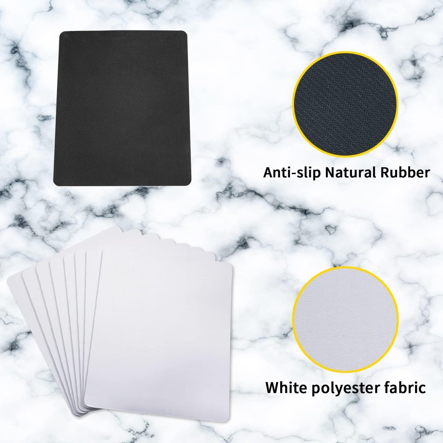 80 PCS White Mouse Pad 3mm Thick for Heat Press Printing,Bulk Mousepad Blanks for Heat Transfer Crafts 22x18x0.3CM