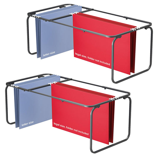 2 Sets Upgraded Adjustable Hanging File Folder Frame,Legal/Letter Size,Length Adjusted 16 to 25 inches,Heavy Duty Steel File Drawer/Cabinet Organizer Insert, Hanging Folder Holder,12.598" W X 9.45" H