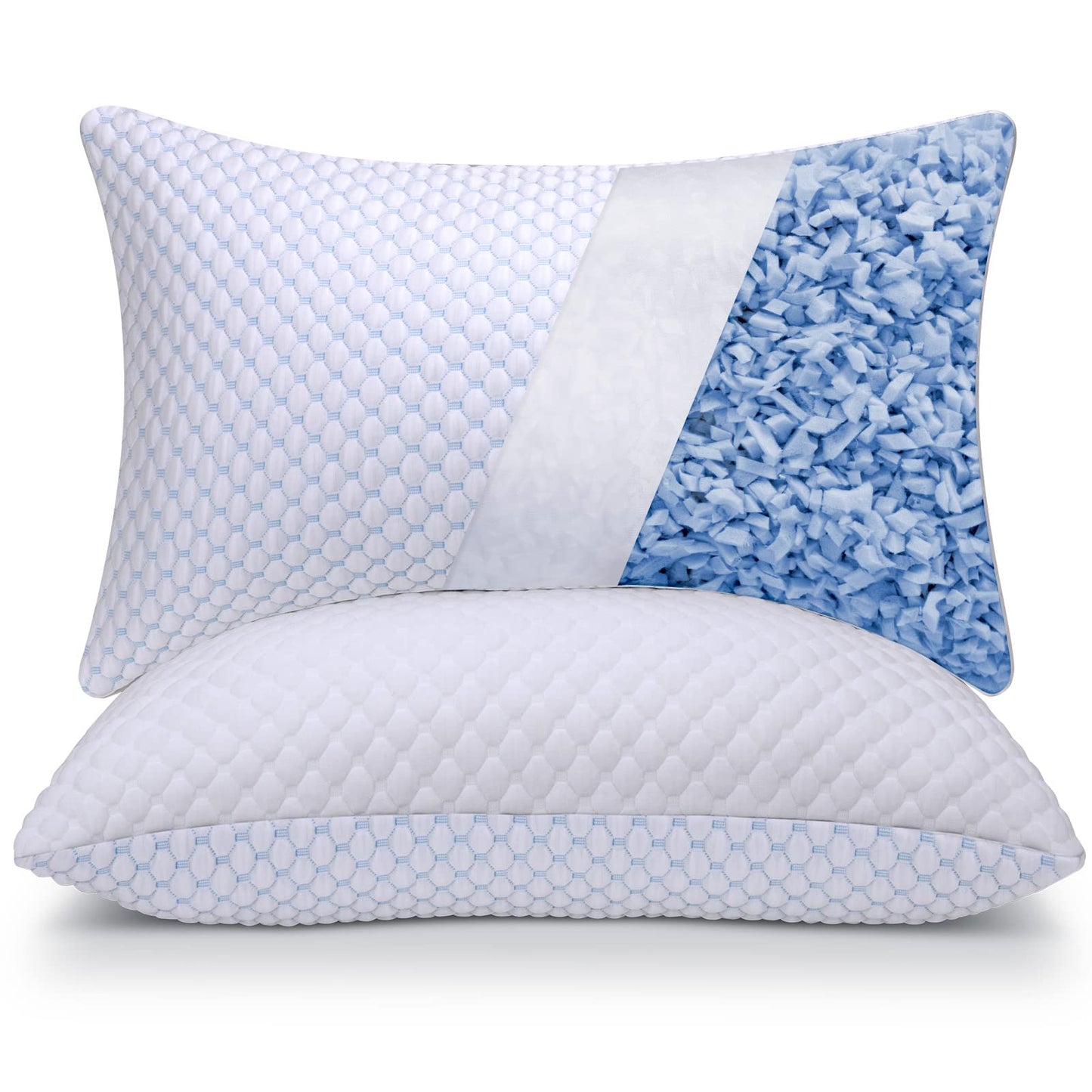 OSBED Adjustable Cooling Shredded Memory Foam Pillows King Size Set of 2 - Temperature-Regulating for Hot Sleepers with Dual Airflow Ventilation(CertiPUR-US & Hypoallergenic & Machine Washable)