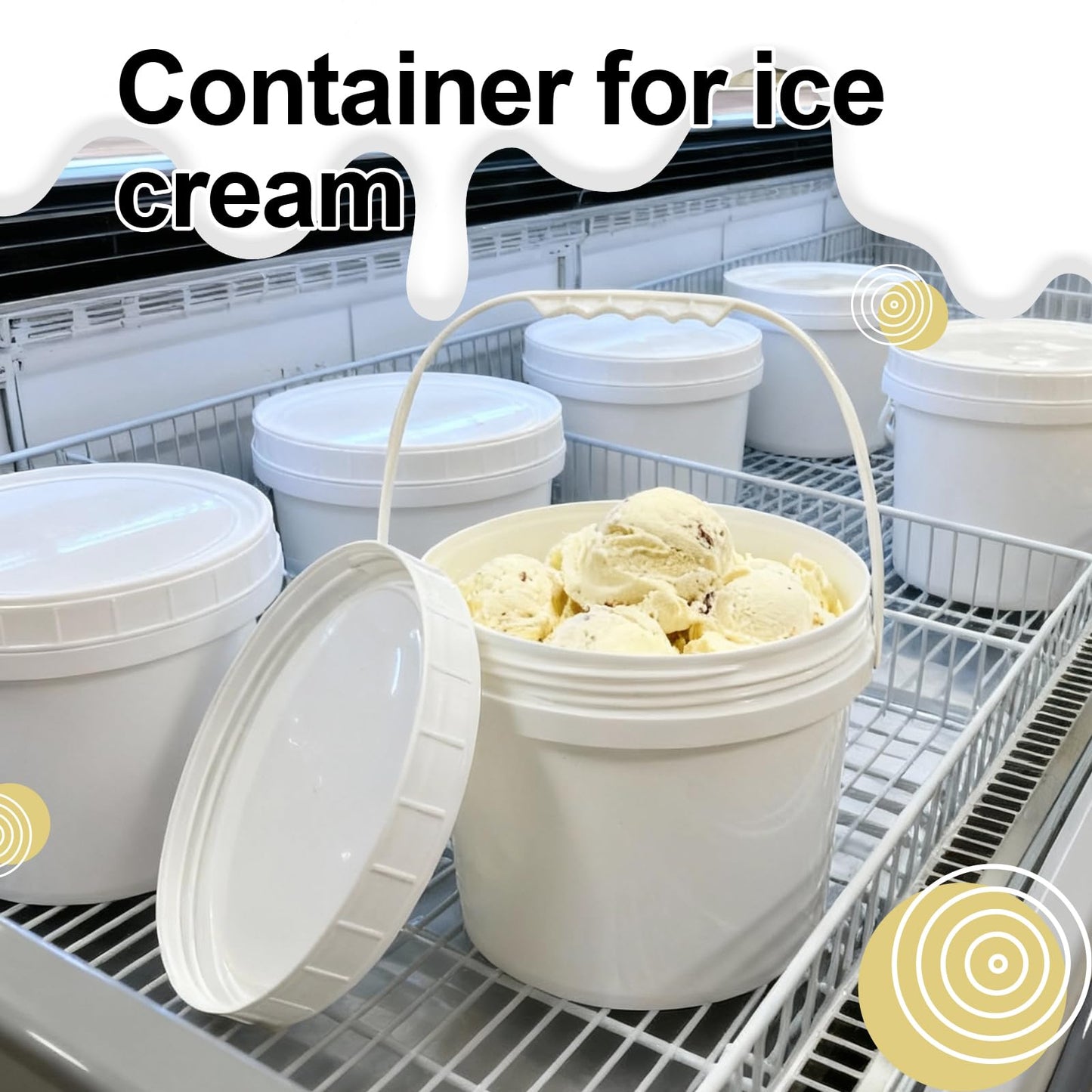 UMETASS 4 Pack 1 Gallon Plastic Buckets with Screw Lids & Handle, Food Grade Storage Containers for Kitchen, Freezer - Reusable White Plastic Bucket Set
