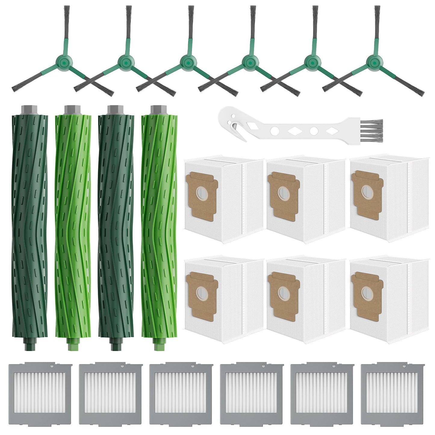 Leemone 23 Pcs Replacement Parts for iRobot Roomba Max 705 Vac & Plus 504 Vac Robot Vacuum, 705 Accessories Kit with 4 Main Roller Brushes, 6 Dust Bags, 6 Filters, 6 Side Brushes, 1 Cleaning Brush