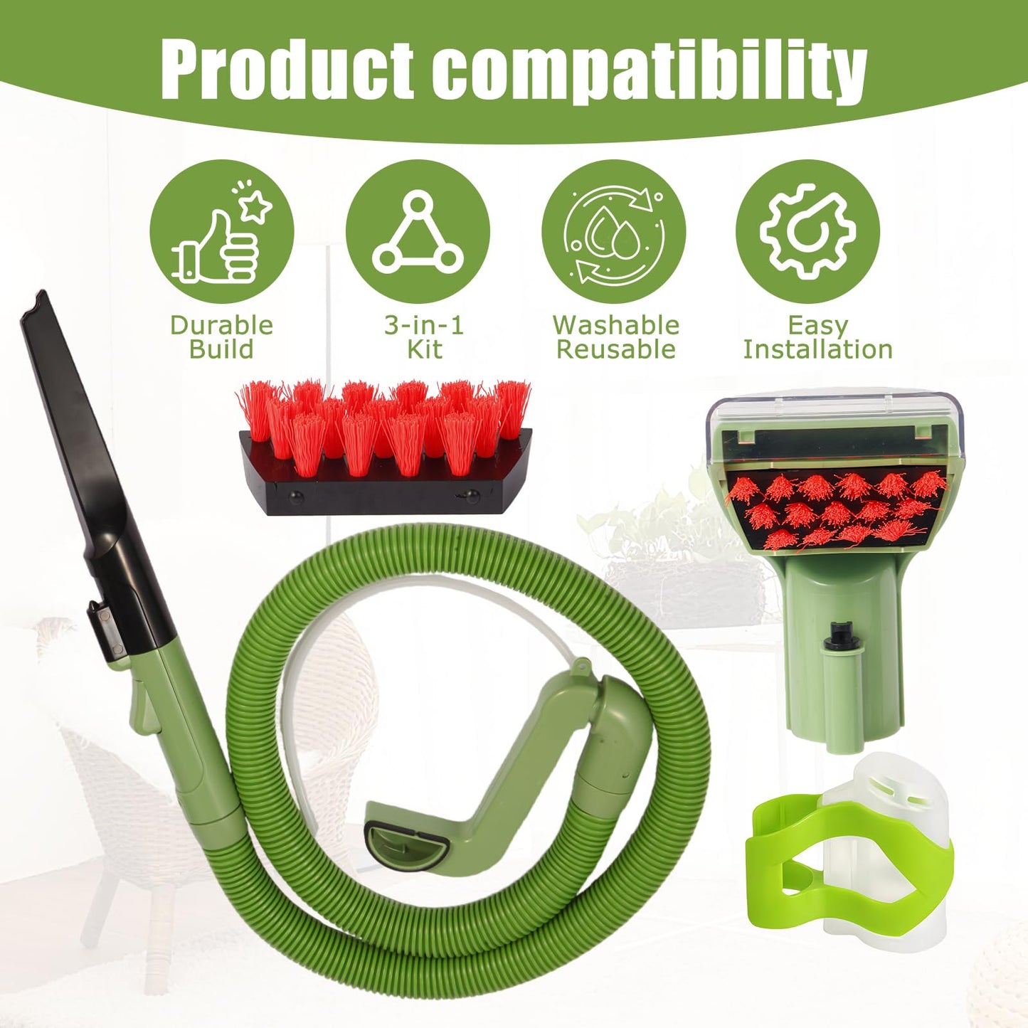 Upgraded Little Green Machine Hose and Handle Replacement Parts for Bissell 1400B 1425 1400M 3353 3369 3in Cleaning Brush, Cleaning Tool, Gap Brush, Cleaning Hose Component Part Number 2037152