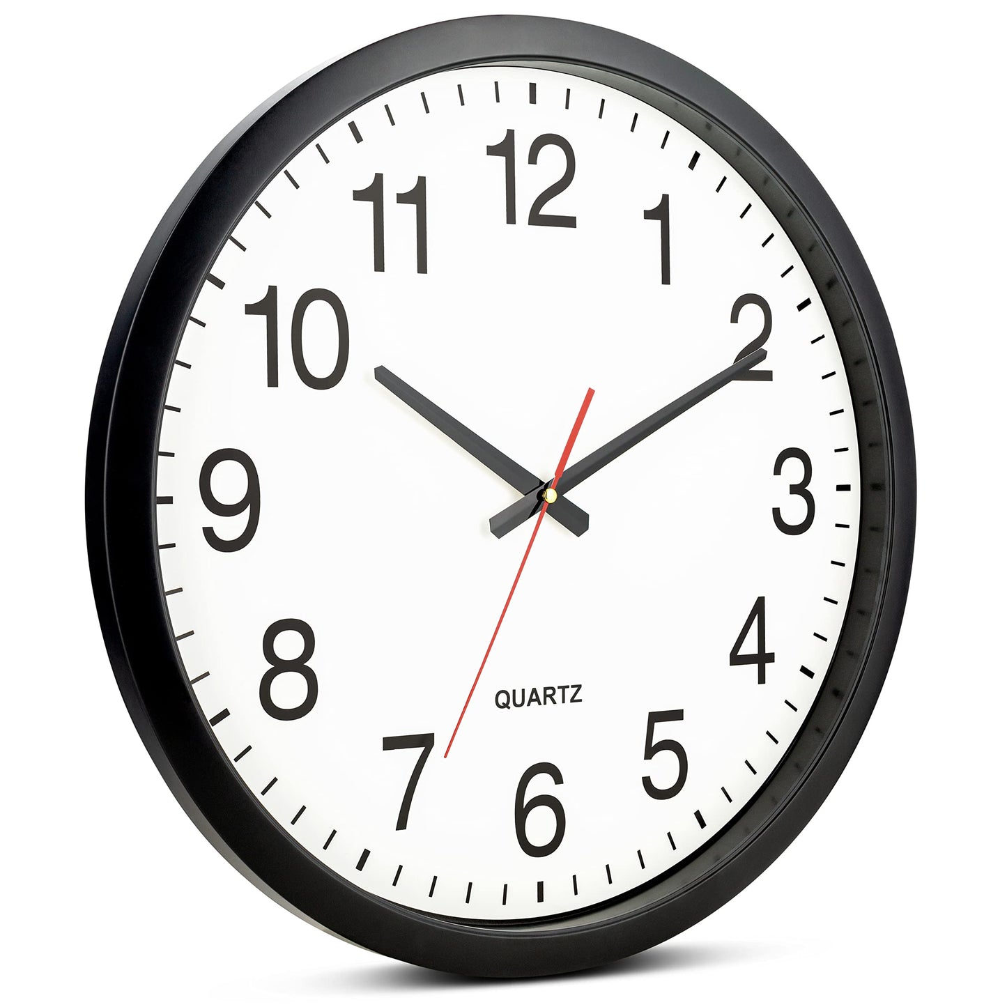 Bernhard Products Black Wall Clock Silent Non Ticking - XL 18 Inch Quality Quartz Battery Operated Round Easy to Read Home/Office/Classroom/School Clock