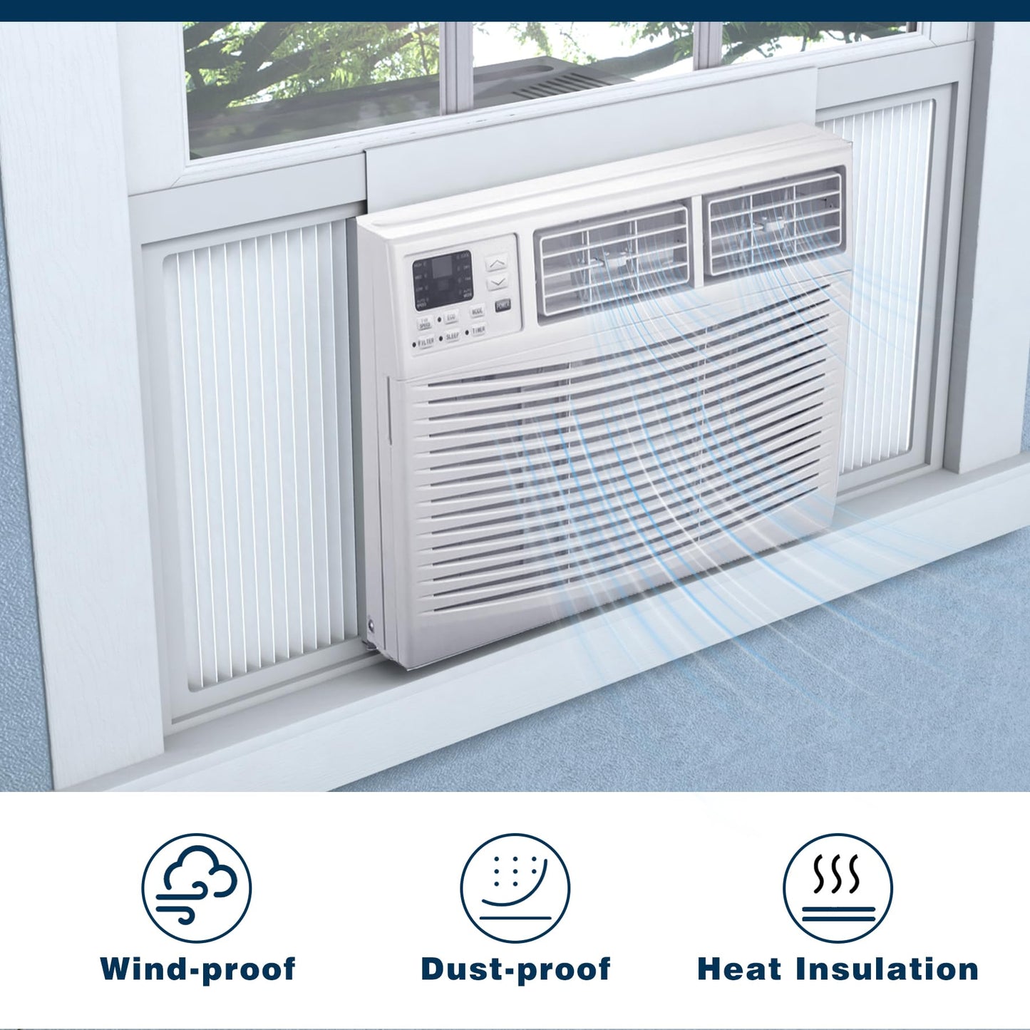Pearwow Window Air Conditioner Side Panel with Frame,AC Insulation Side Panels Curtain Kit,Fits for Most 10000BTU Window AC Units