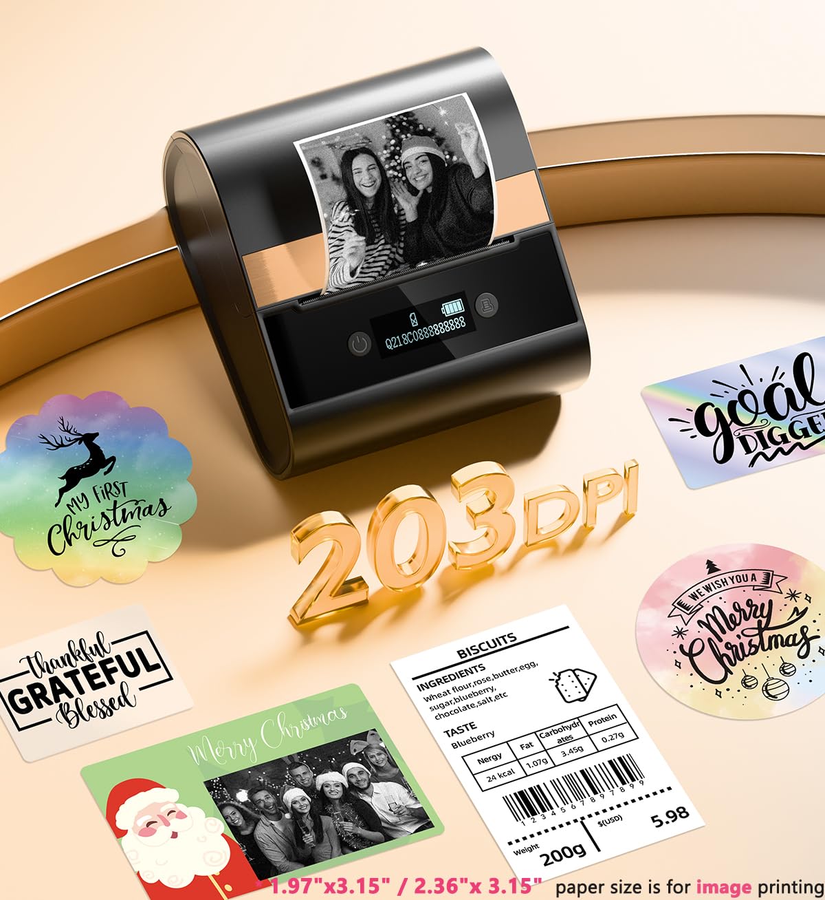 Phomemo Label Printer,M260 Label Maker Machine with Tapes, 3 Inch Portable Thermal Label Maker for Small Business, Home,Address,Office Organization,Logo Sticker Printer for Phone & PC