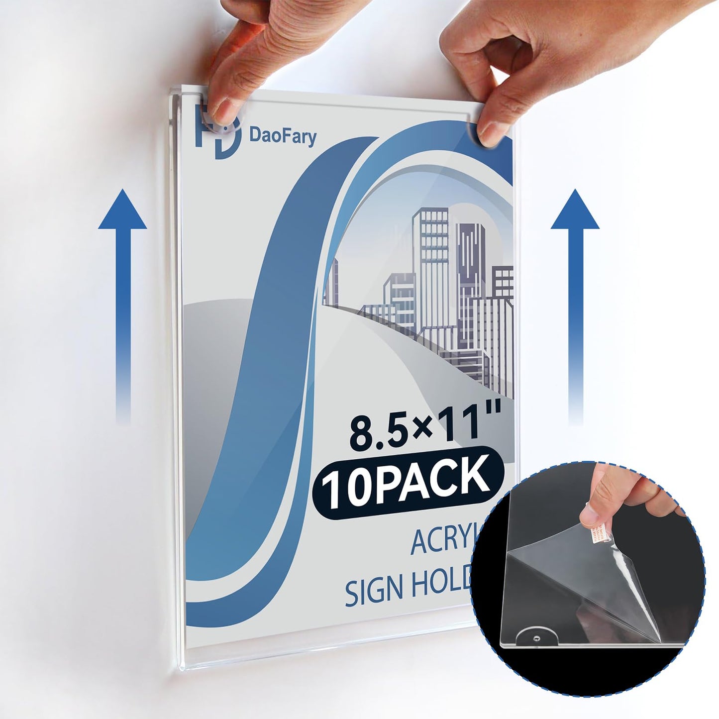 Daofary Acrylic Sign Holder 8.5 x 11 Wall Mount, 18 Pack Clear Acrylic Wall Picture Frame with Double-Side Tape, Document Paper Poster Display for Office, Store, Restaurant (Adhesive Tape, Screws & Hanging Rope Included)