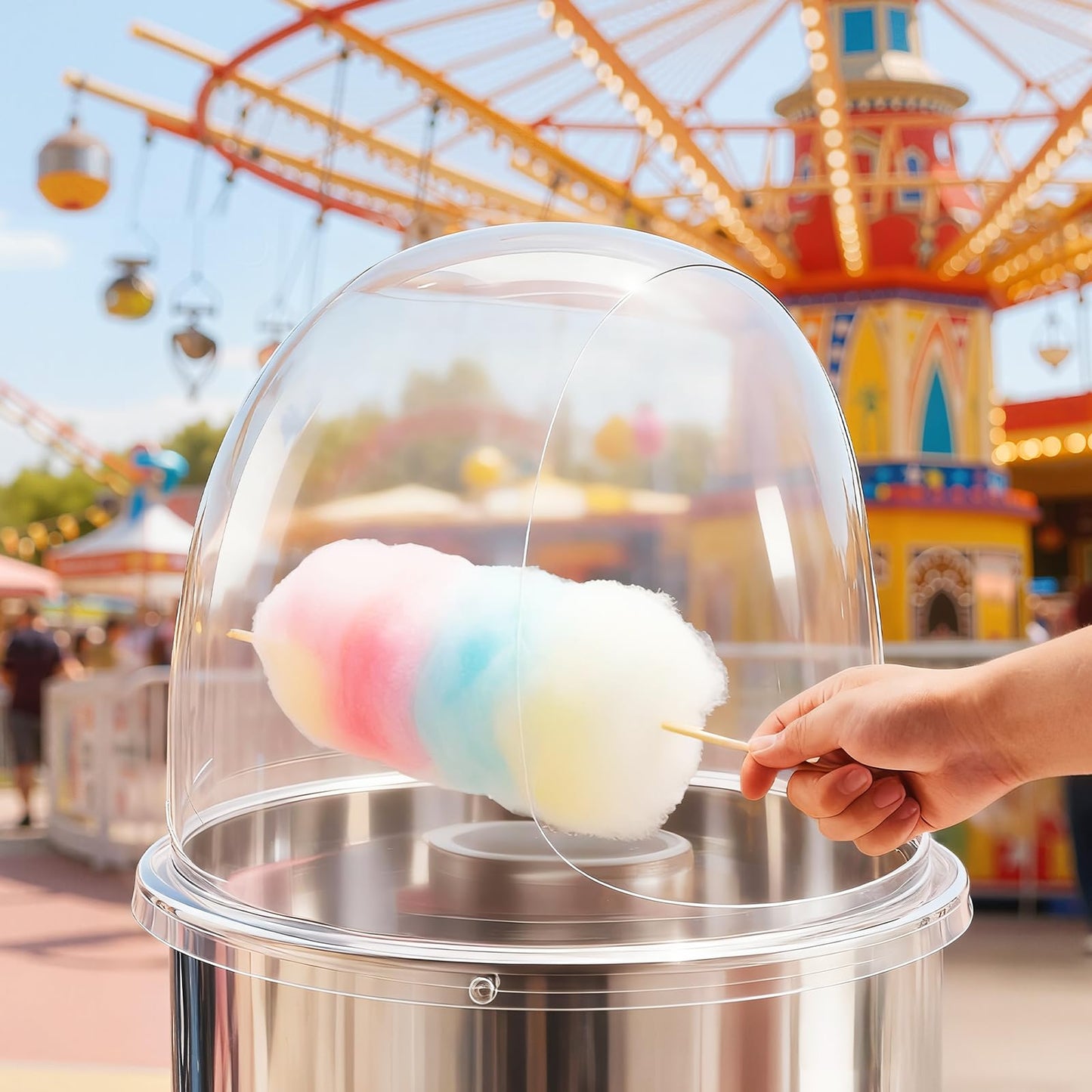 VEVOR 16 Inch Cotton Candy Machine Cover, Transparent Acrylic Dome Bubble Shield Compatible with 15inch Commercial Cotton Candy Floss Maker Bowl for Party, Shops, Bottom Groove Design