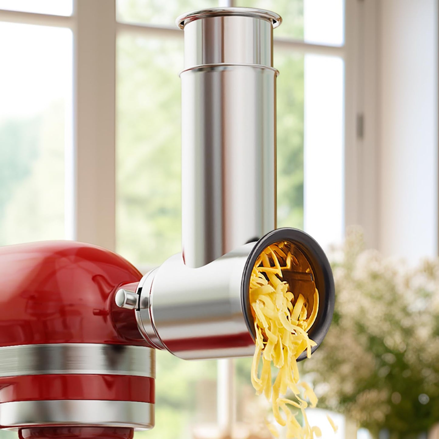 Stainless Steel Cheese Grater for Kitchenaid Mixer, For Kitchenaid Cheese Grater Attachment, Salad Maker, Grinding Powder, Dishwasher Safe with 4 Blades