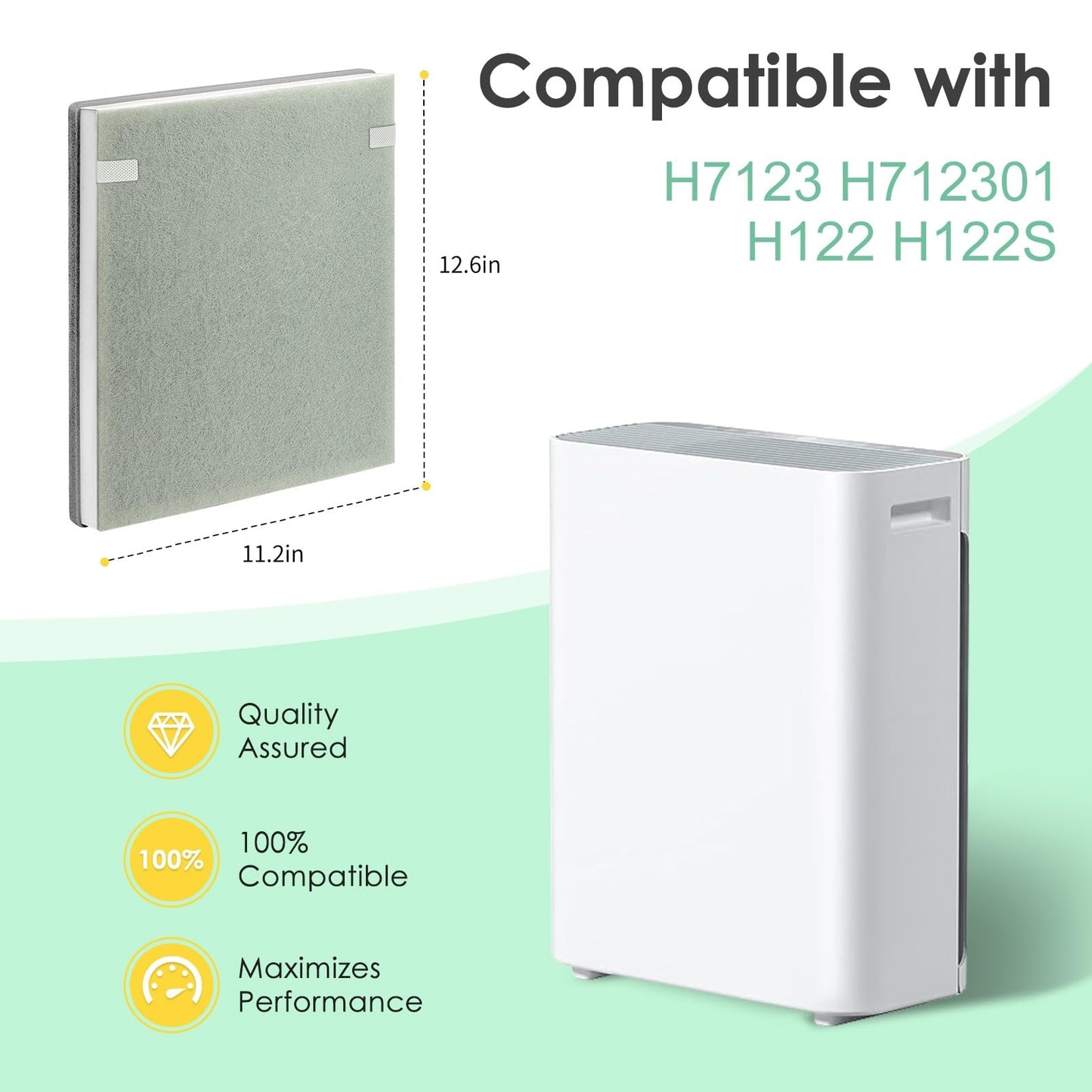 HSIAMEN H7123101 H21 H211S Replacement Filter Compatible with Govee Air Purifier Replacement Filter for H7123101 and Homvana H211 H211S, H13 True HEPA Filter, 2-Pack