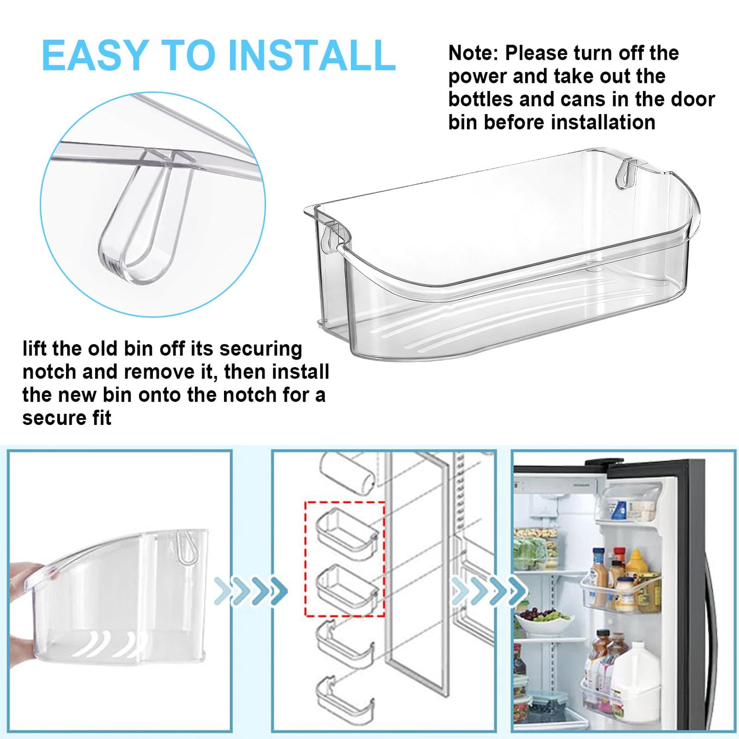 UPGRADED 241505501 Refrigerator Door Bin Compatible with Frigidaire Kenmore Electrolux Refrigerator Door Shelf Replace for FFSC2323TSA FFSC2323TS0 LFSC2324VF6 FGSC2335TFB FGSC2335TF0 LGHK2336TF0