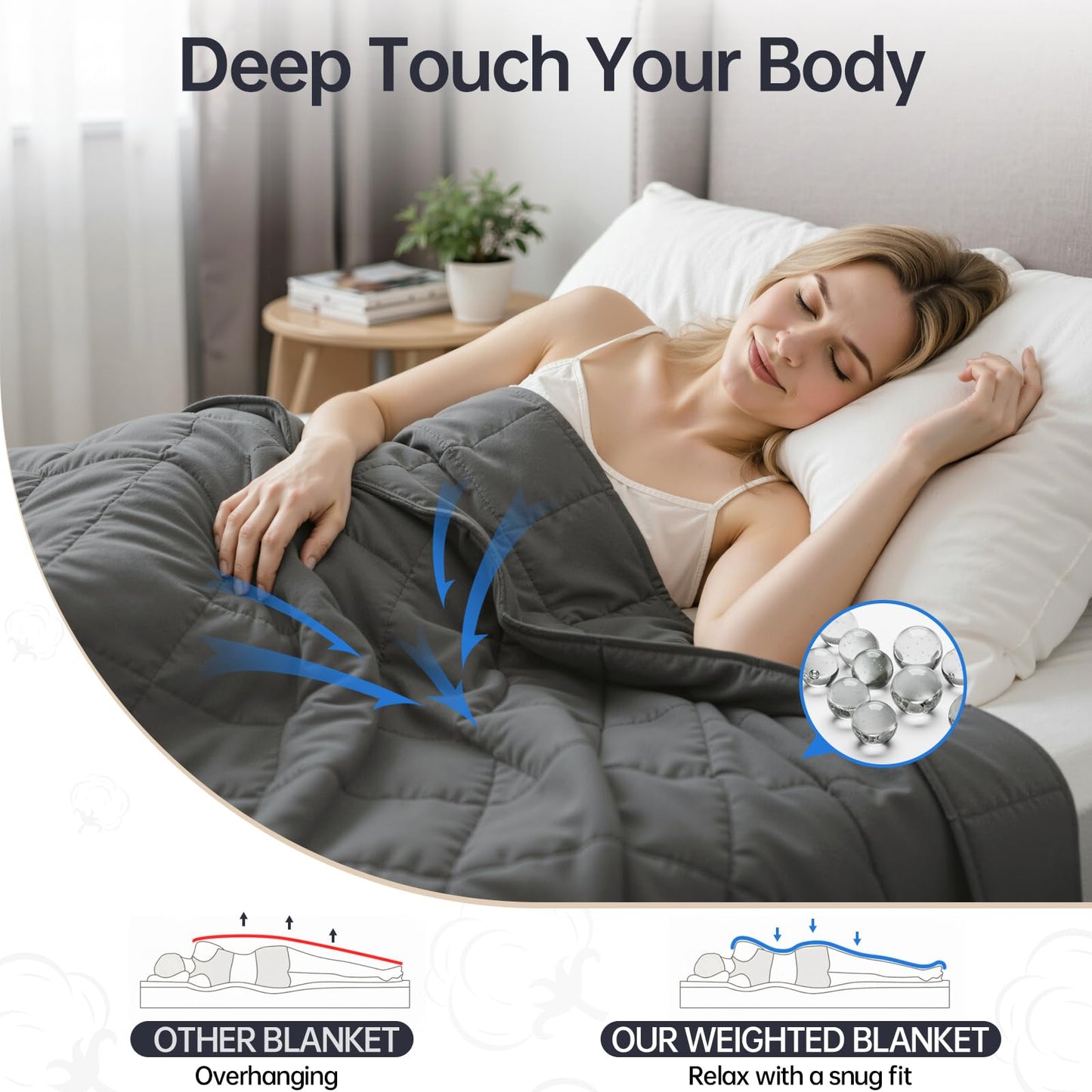 HCOIW Weighted Blankets for Adults - 15lbs,60” x 80”Queen Size Heavy Blanket for Sleeping, Machine Washable, Soft and Breathable Cooling Blanket with Premium Glass Bead,All-Season