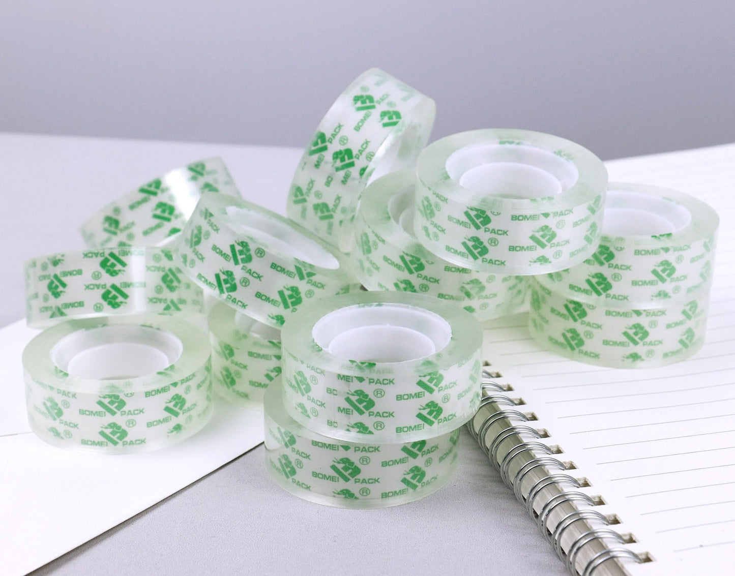BOMEI PACK 144Rolls Crystal Clear Tape Refills for Dispenser, Bulk Transparent Tape Clear for Home, School and Office, 3/4Inch x 1000 inch