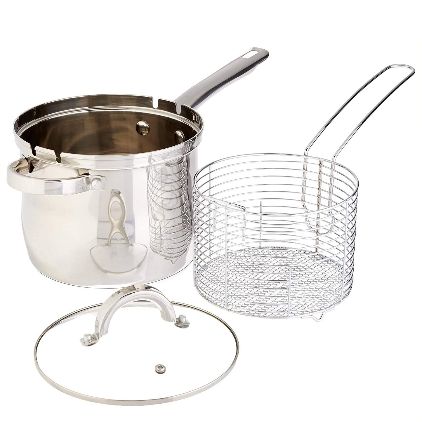 Oster 91537.03 Sangerfield 3.65-Quart Stainless Steel 3-Piece Deep Fryer Cookware Set – Durable Kitchen Frying Pots