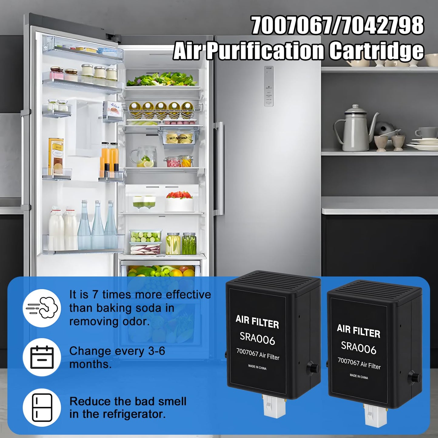 FBULWSEC 2 Pack Refrigerator Air Purification Cartridge Replacement for Sub-Zero Refrigerators