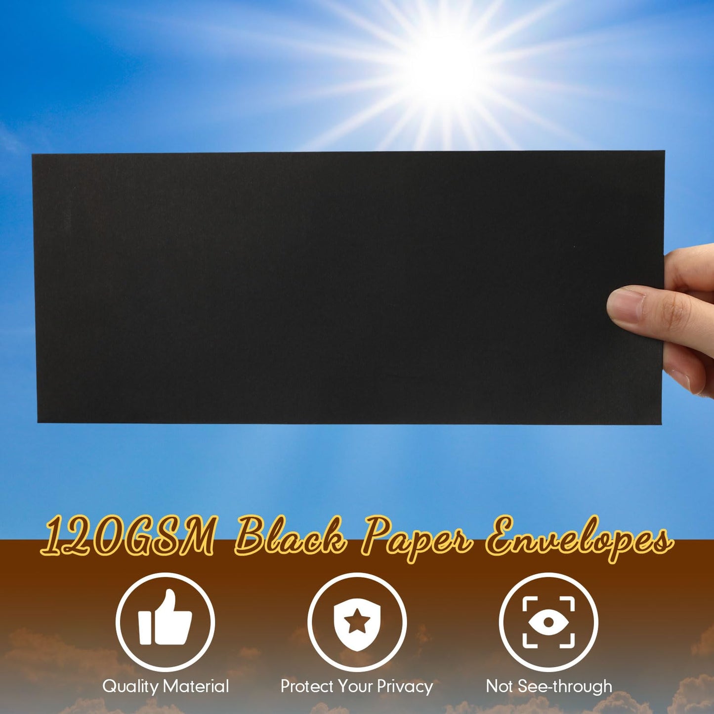 Jutom 500 Pcs Kraft Envelopes Letter Size Bulk #10 Business Strong Sealed 4-1/8 x 9-1/2 in Flap Office Printable Mailing Envelopes Windowless Invisible(Black)