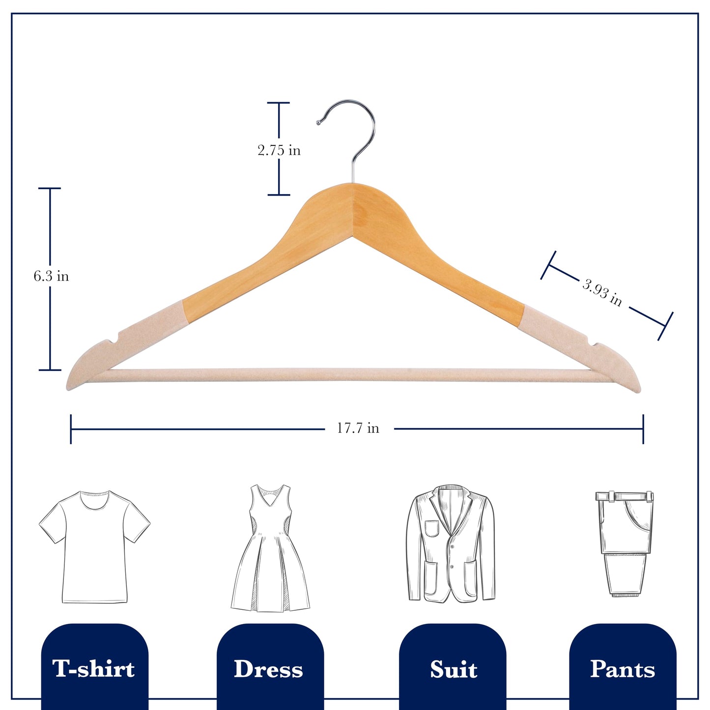 Wooden Hangers 20 Pack | Non-Slip Velvet Suit Hangers for Men | Luxury Velvet Hanger for Dresses, Coats, Jackets & Pants for Women and Men| Heavy-Duty Clothes Hanger - Beige – SAMSARC