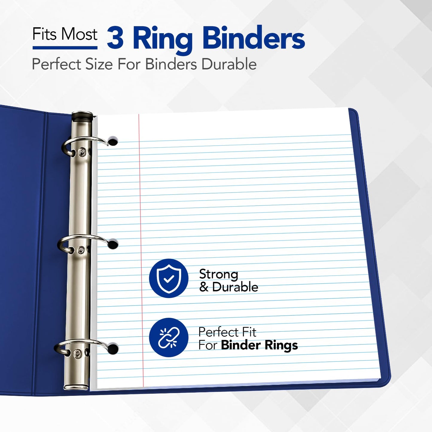 Kaisa loose Leaf Paper Filler Paper 1800 Sheets 8"x10.5",Wide Ruled, 3-Hole Punched for 3-Ring Binders, Carton of 12pack