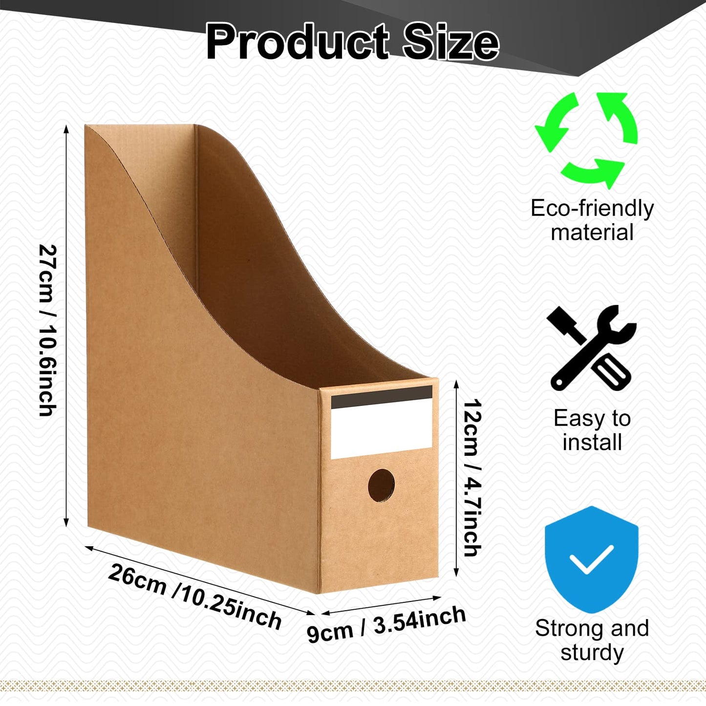 Thenshop 24 Pcs Cardboard Magazine File Holder Organizer, Desk File Organizer Box Foldable Book Bin Papers Storage Folder with Label for School Classroom Office Supplies(Classic,Brown)