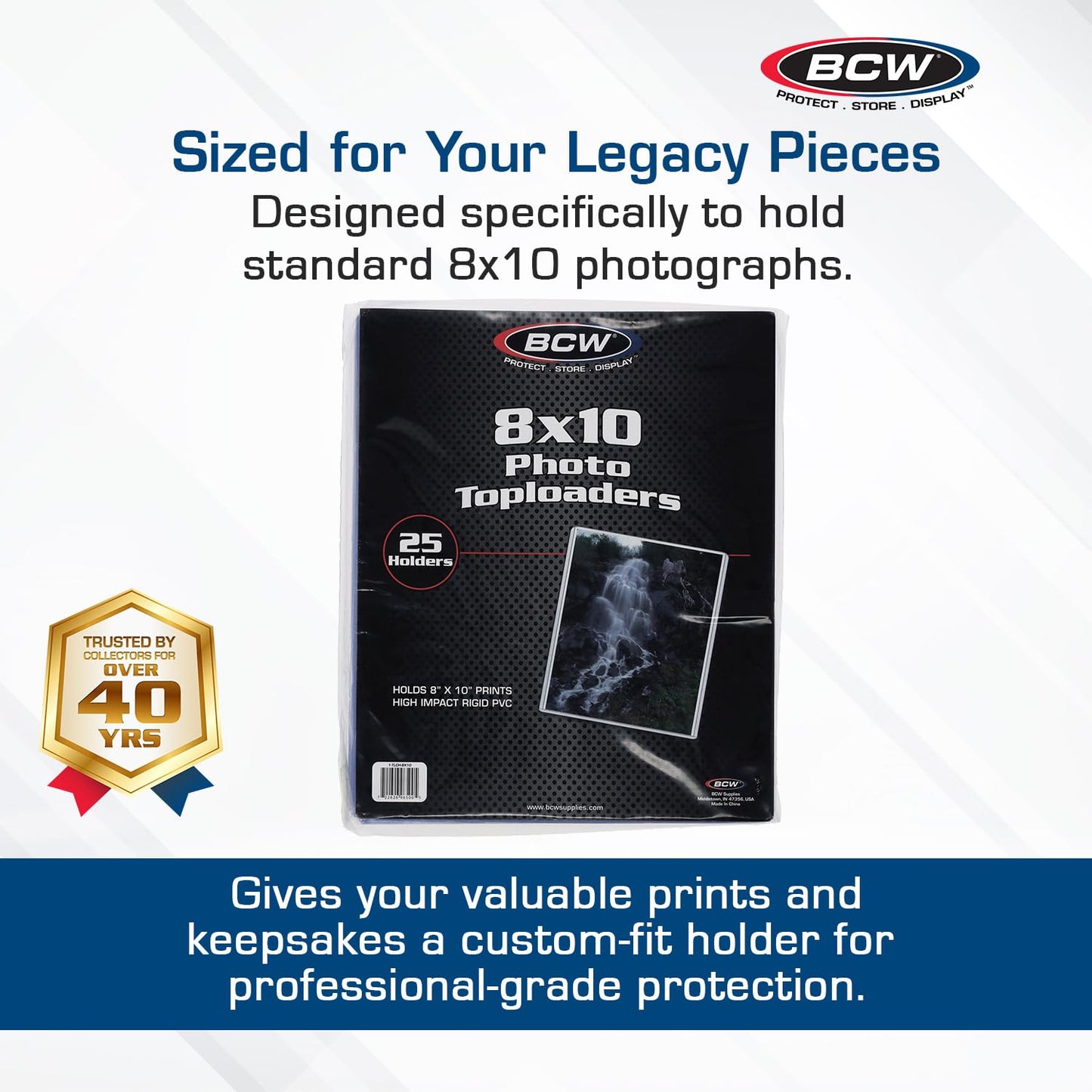 BCW 8x10 Toploader Holder - 25 Count | Rigid PVC, Non-Toxic, Crystal Clear Photocard Sleeves| 8x10 Plastic Sleeves for Prints | Hard Plastic Top Loader Sheet Protectors to Showcase Pictures
