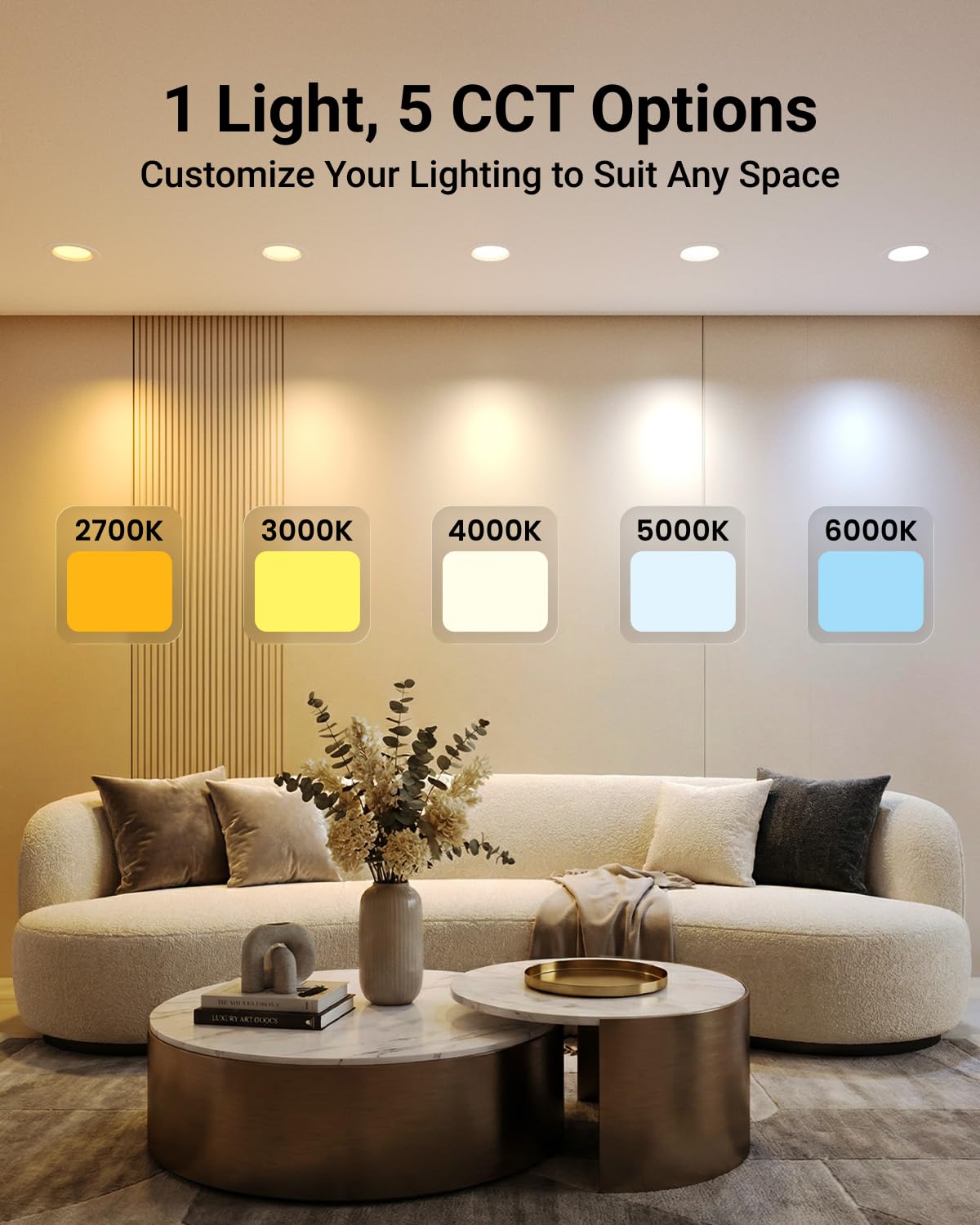 Sunco 12 Pack Retrofit LED Recessed Lighting 6 Inch, Can Lights for Ceiling, 1200 LM, 15W, Selectable CCT 2700K/3000K/4000K/5000K/6000K, Dimmable, Ultra Thin Flat Light Fixture UL.
