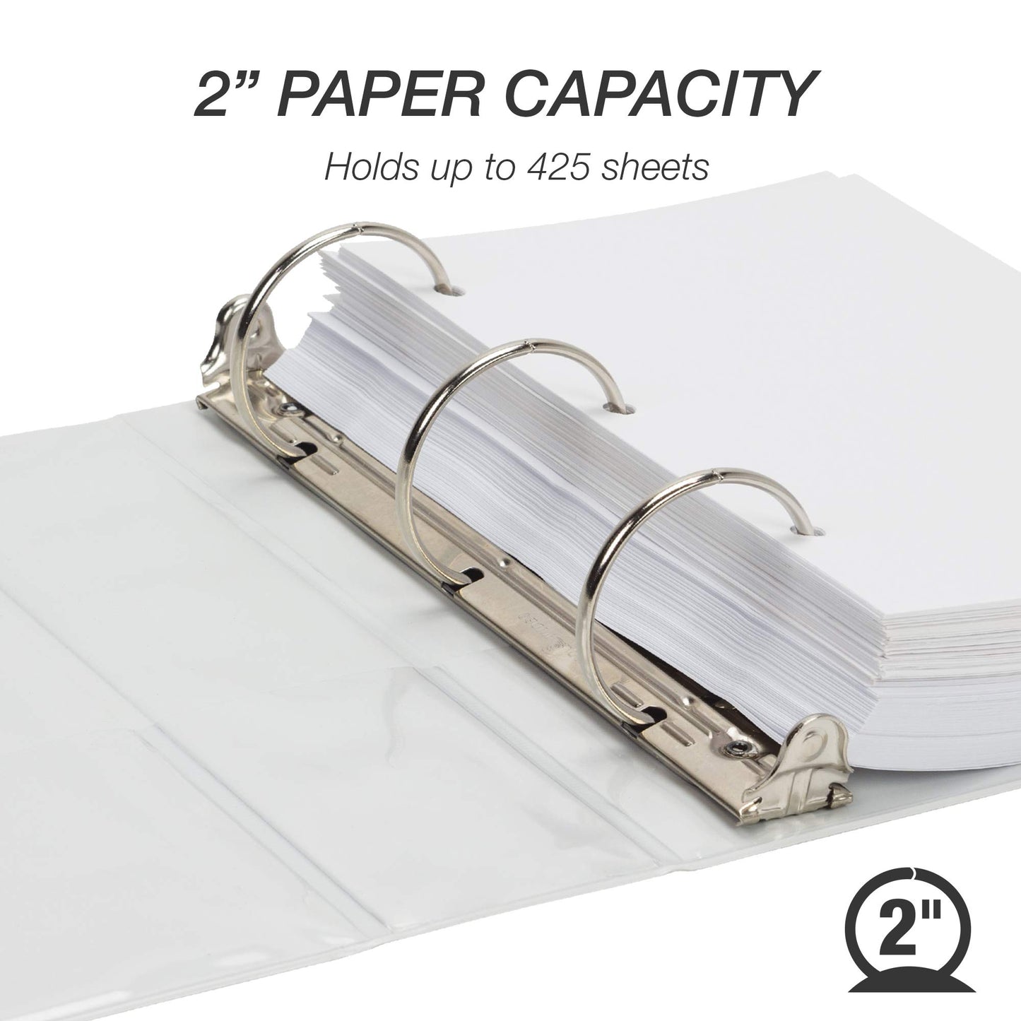Samsill Economy 2 Inch Mini 3 Ring Binder, Round Ring Binder, Holds 5.5 x 8.5 Inch Documents, Customizable Cover, 2" View, 6 Pack, White