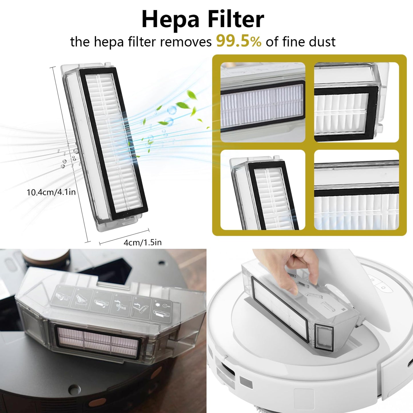L20 Ultra/L20 Ultra Complete/L30 Ultra/L30 Ultra Complete Replacement Parts for Dreame Vacuum Cleaner, Accessory Kit: 2 Main Brushes, 6 Side Brushes, 4 HEPA Filters, 6 Dust Bags, 8 Wipes-Yivy 28PCS