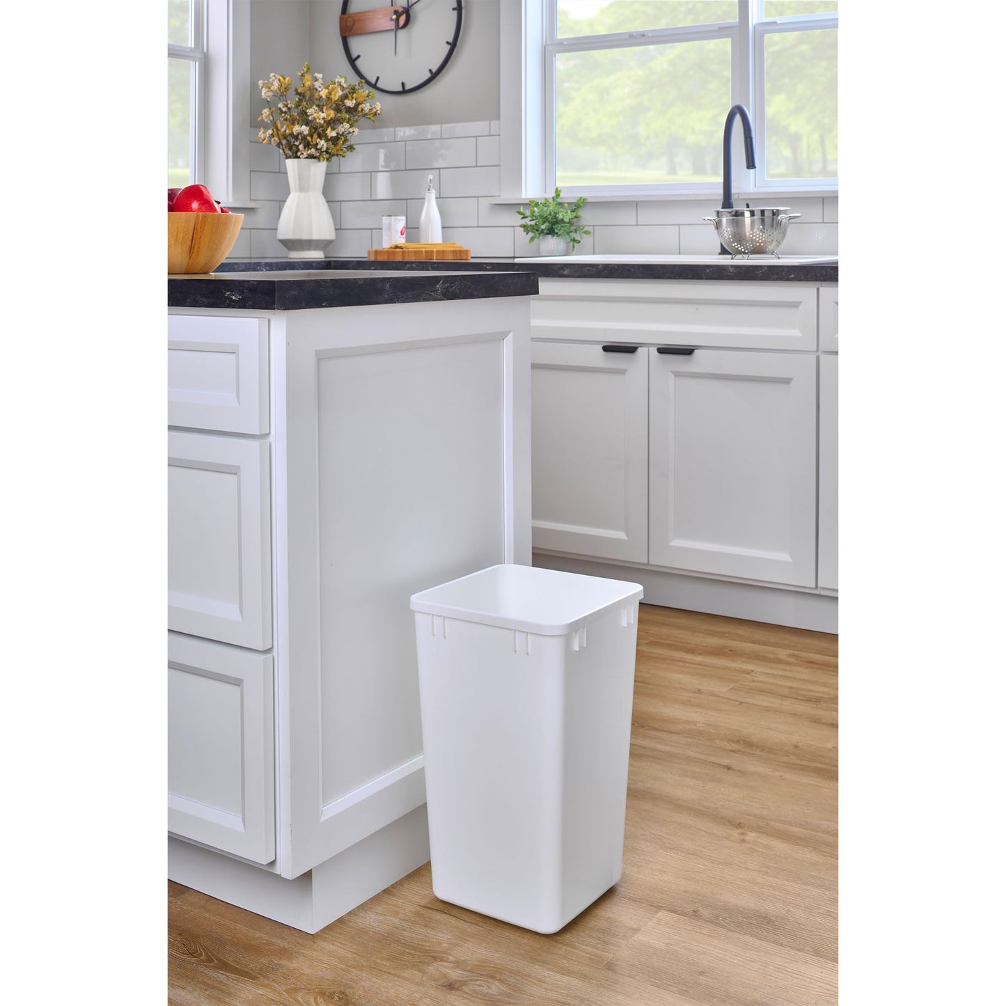 Rev-A-Shelf 27 qt Polymer Replacement Waste Container for Rev-A-Shelf Pullouts, Kitchen Cabinet Trash Can Recycle Bin, RV-1024-11-2, White (2-Pack)