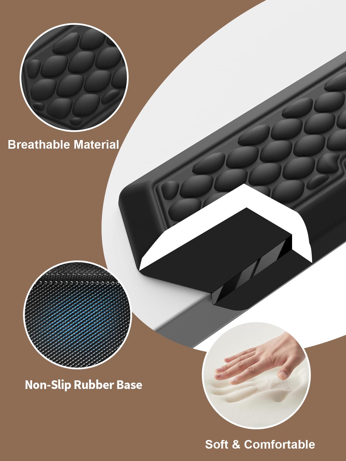 2-in-1 L-Shaped Desk Elbow Pads, Ergonomic Desk Edge Cushion & Mouse Pad Set with Wrist Rest, Soft Memory Foam Comfort Support for Wrist Arm Elbow, Non-Slip Base, Black