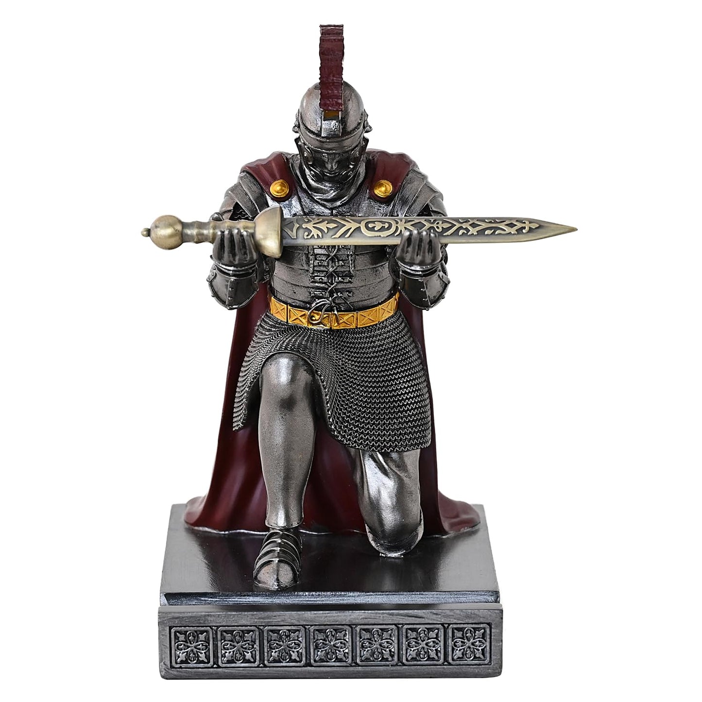 CYXStar Roman Praetorian Prefect Warrior Knight Pen Holder Desk Ornament Resin Praetorian Guard Mobile Phone Stand Desk Accessories and Organizer for Office with a Letter Opener (Iron)