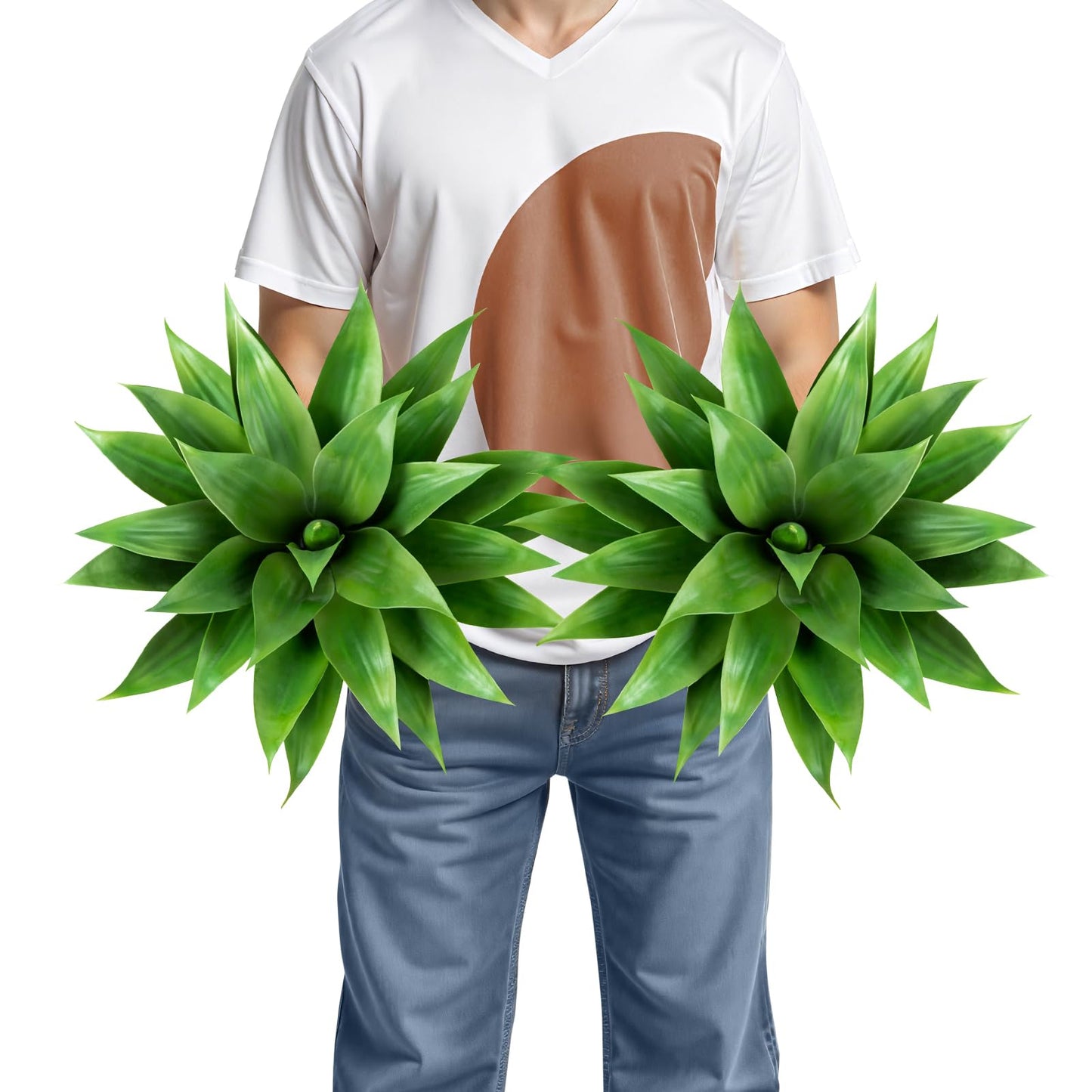 Velener Artificial Agave Plant Set,18 Inch, Faux Aesthetic Plants for Home Decor, Realistic UV Resistant Fake Agave Plants Without Pot, Set of 2