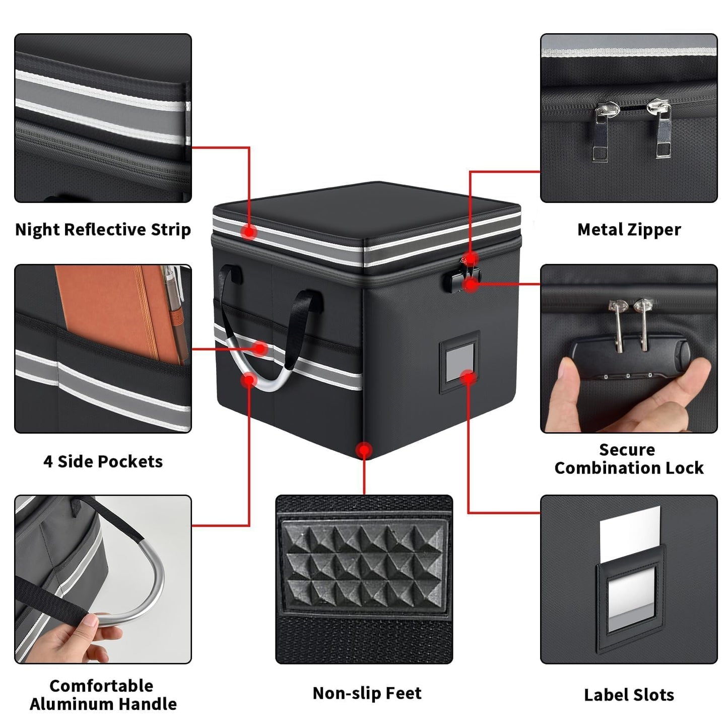 5200°F Upgraded Fireproof Document Box & Fireproof Expanding File Folder, 2 Layer File Cabinet Organizer with Lock,Collapsible Water Resistant Storage for Hanging Letter/Legal Folder Home Office-60L