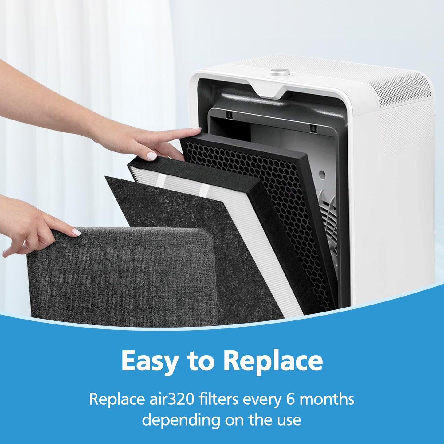 2 Sets Air220 Air 320 Filter Replacement Compatible with Bissell Air320 Air220 2768A 2609A, Include 2 Pack 2678 HEPA+Pre Filters, 2 Pack 2677 Replacement Carbon Filters, Compare Part 2677, 2678, 2804