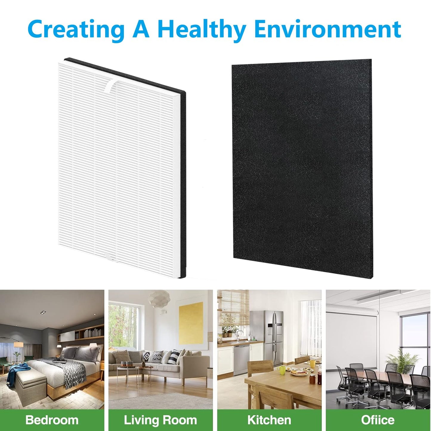 MD1-0043 Replacement Filter Compatible with Sharper Image PURIFY 3 Air Purifier Pre-Filter HEPA & Activated Carbon Filter for Bedroom Home Large Room, 2 Pack