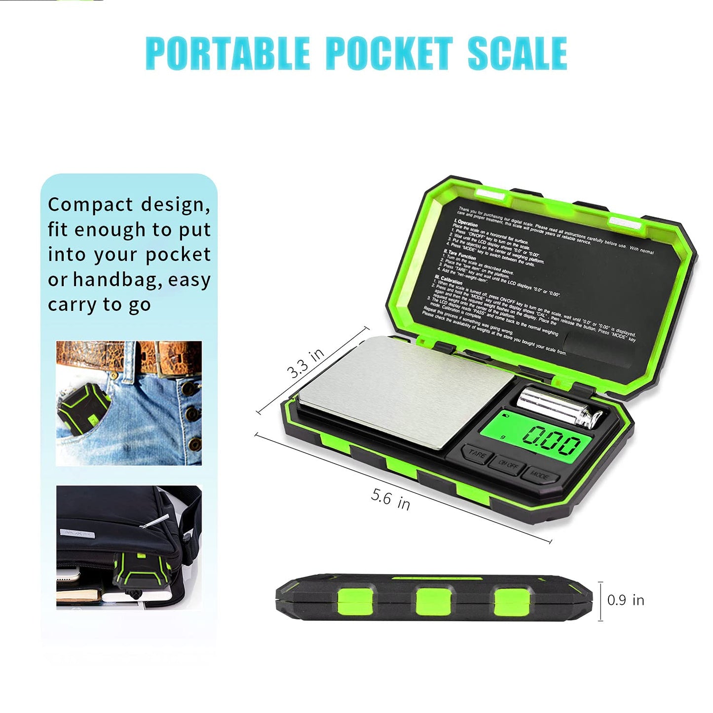 Fuzion Pocket Gram Scale, 500g x 0.01g Digital Jewelry Scale, 6 Modes Conversion Mini Scale with LCD Display, Tare for Herb, Food, Jewelry, Medicine
