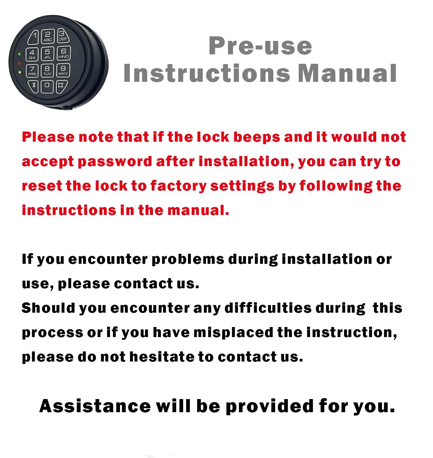 Electronic Safe Lock Replacement Keypad with Solenoid Lock, Gun Safe Lock with Programmable Electronic Keypad, Lock Fits High Security Safe Box and Security Cabinet