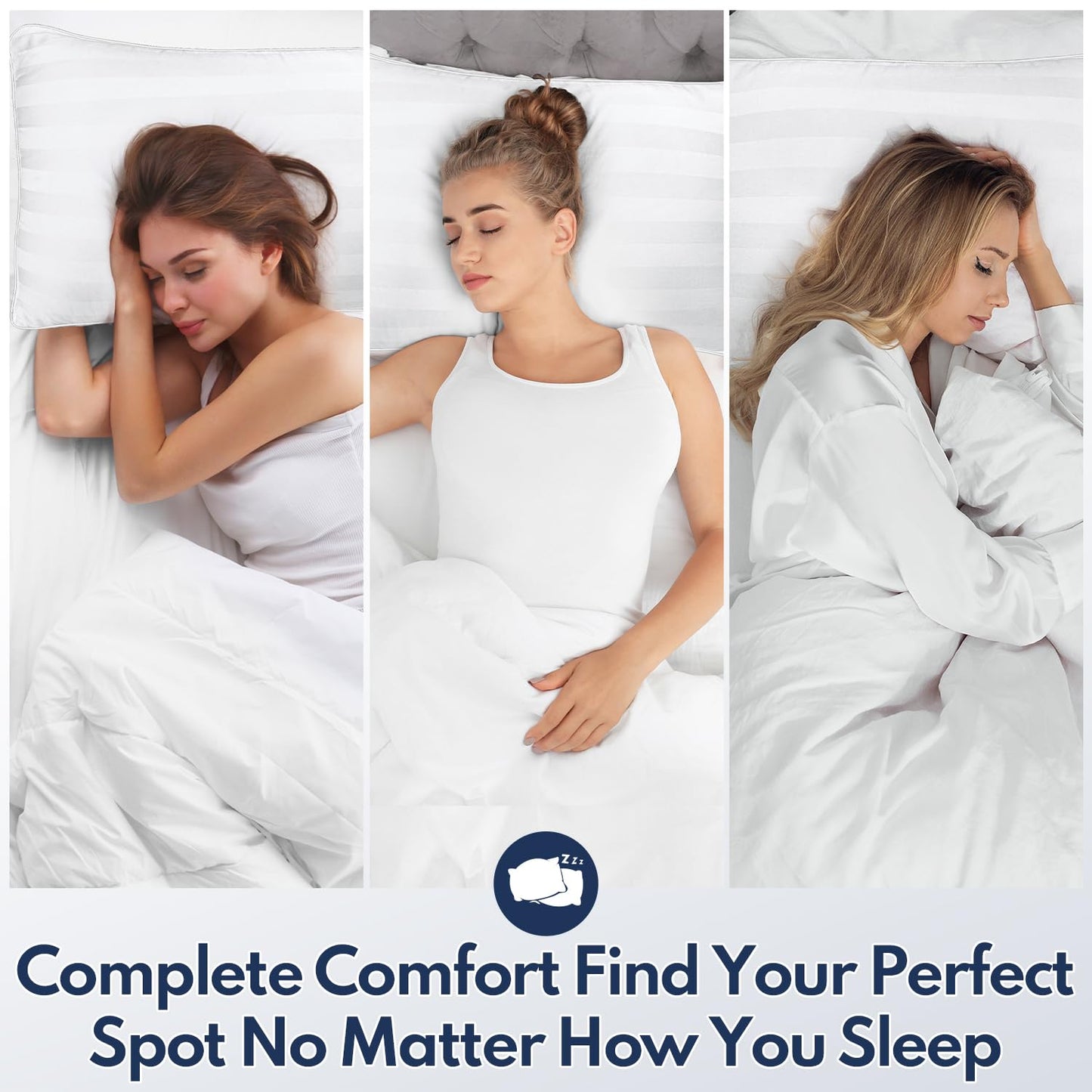 DIORIS Queen Pillows Set of 2 - Bed Pillows for Sleeping, Cooling Down Alternative Pillow, Medium Firm for Side Back Stomach Sleepers, Hotel Quality, Machine Washable