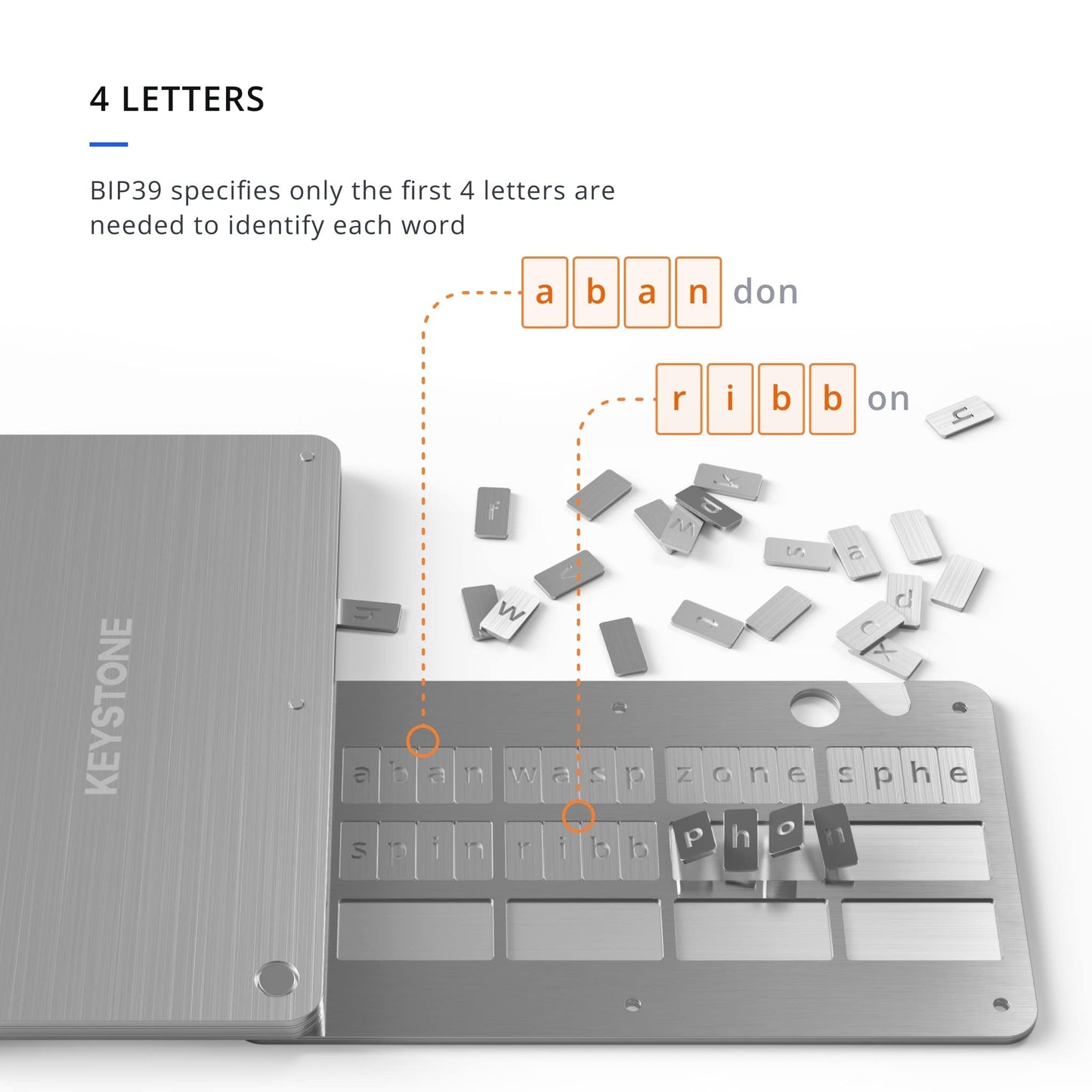 KEYSTONE Crypto Seed Storage, Crypto Steel Capsule Metal Wallet, Cold Storage Backup, 24 Words Bitcoin Key Phrase Storage, Steel Plate, Compatible with Ledger, Trezor, KeepKey (Keystone Tablet)