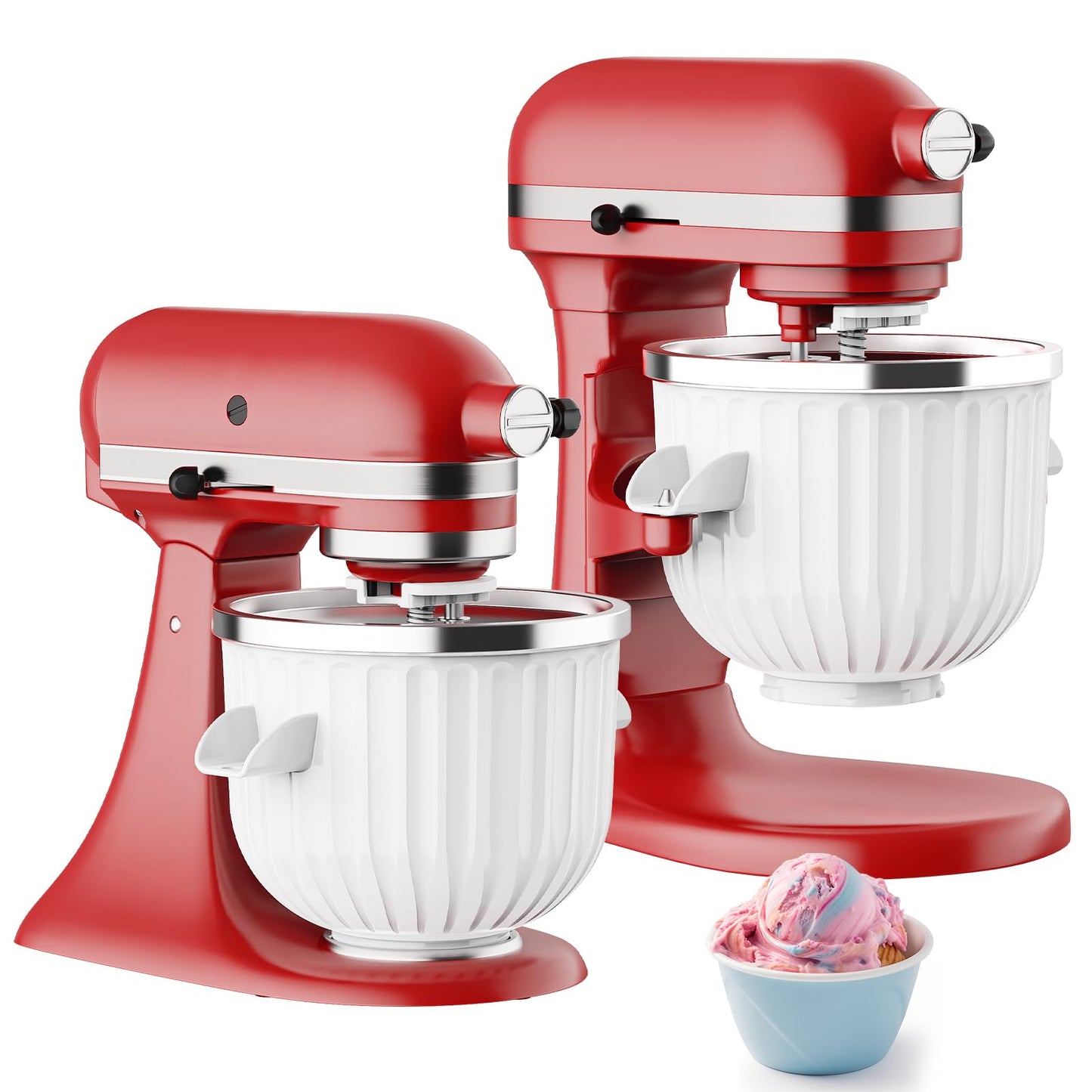 Ice Cream Maker Attachment for Kitchenaid Stand Mixers, Ice Cream Maker Machine Compatible with 4.5QT and Larger KitchenAid Mixers, 2-Quart Capacity, Sorbet and Gelato Maker Accessory by TPGSING