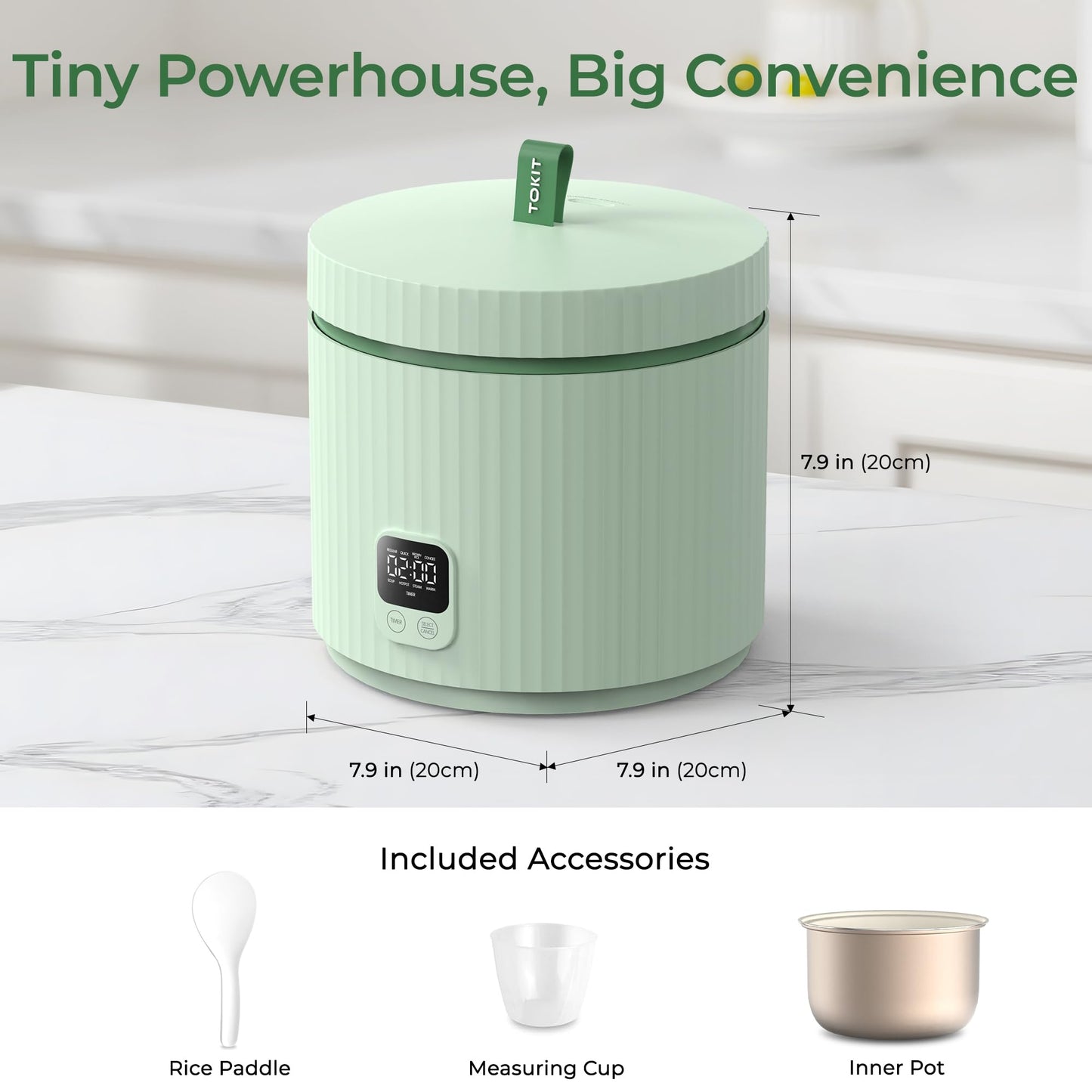 Compact Mini Rice Cooker Small Kitchen 3-Cup (Uncooked) / 6-Cup (Cooked), Non Stick Ceramic Inner Pot Rice Maker, 24H Timer Delay, Auto Keep Warm, 8 Functions Multicooker For Brown Rice, Steam, Soup
