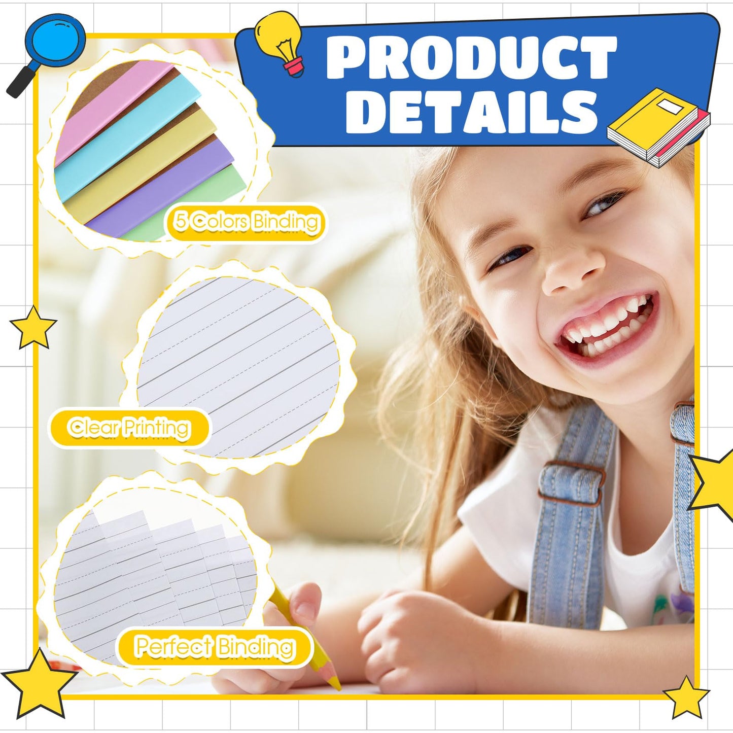 Henoyso 20 Pack Primary Composition Notebook, 9-3/4" x 7-1/2", Kids Primary Journal, K-2 Writing Notebook for Kids Student Draw Write Story Journal Half Blank Books(Macaron Color)