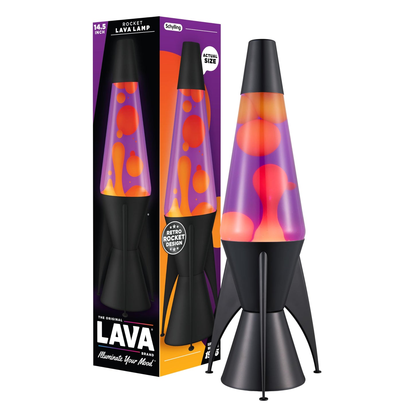 Lava The Original Lamp - 14.5" Evenfall – Retro Rocket Liquid Motion Lamp - Yellow Wax and Purple Liquid - Item #2391 (Amazon Exclusive)