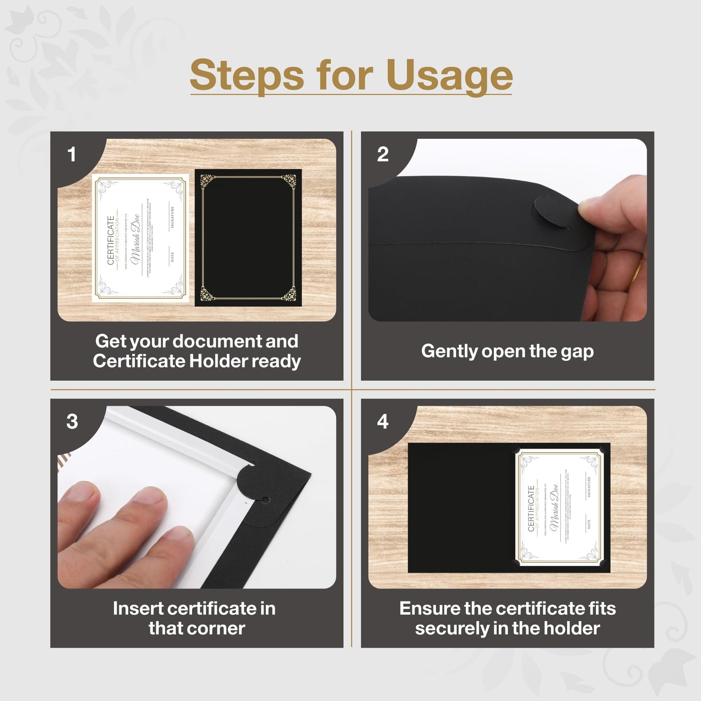 Black Certificate Holders 8.5 x 11, 120 Pcs - Used as Award Certificate Folders with Gold Foil Border for Letter Size 8.5" x 11" Certificates, Awards, Documents and Diplomas
