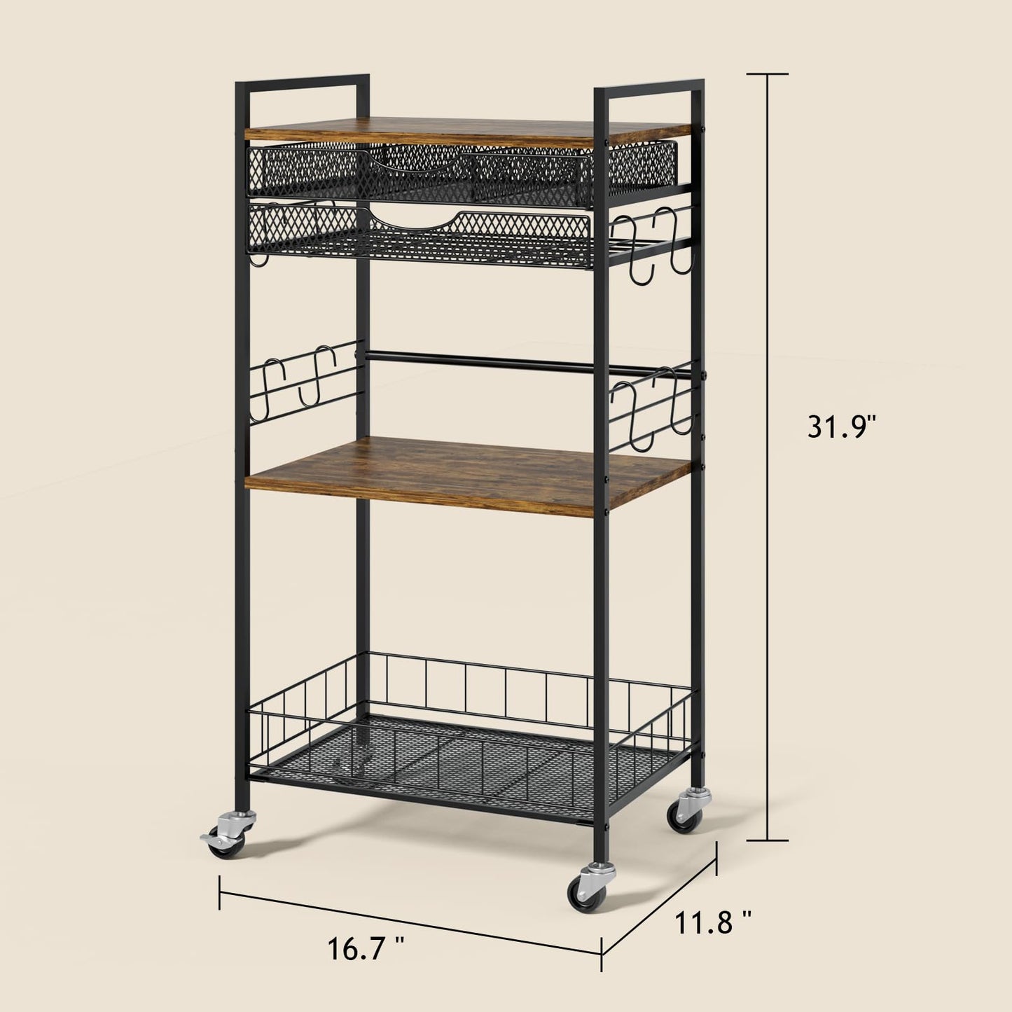 Homsorout Coffee Bar Station with Storage Drawer - 5 Tier Coffee Table Countertop Organizer for K Cups, Tea Bags, Sugar Storage and Kitchen Cabinets (Brown)