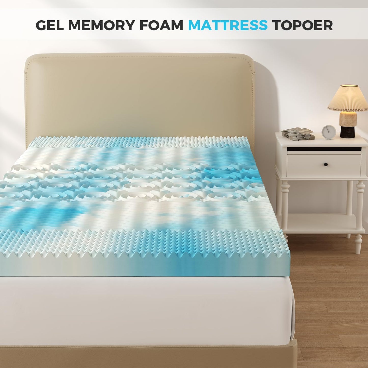 DUMOS 4 Inch Memory Foam Mattress Topper Twin, 5-Zone Cooling Gel Infused Pressure Relief Bed Topper for Back & Hip Pain, Soft Dorm RV Camping Mattress Pad, Blue