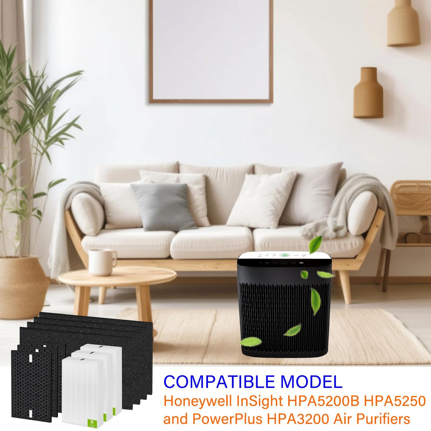 3 Set HPA5200B Replacement Filter for Honeywell InSight HPA5200B HPA5250 and PowerPlus HPA3200 Air Purifiers, 3 Pack HRF-R2/R1(R) + 3 Pack HRFSC1(S) + 4 Pack HRF-A200(A) HRF-ARVP200