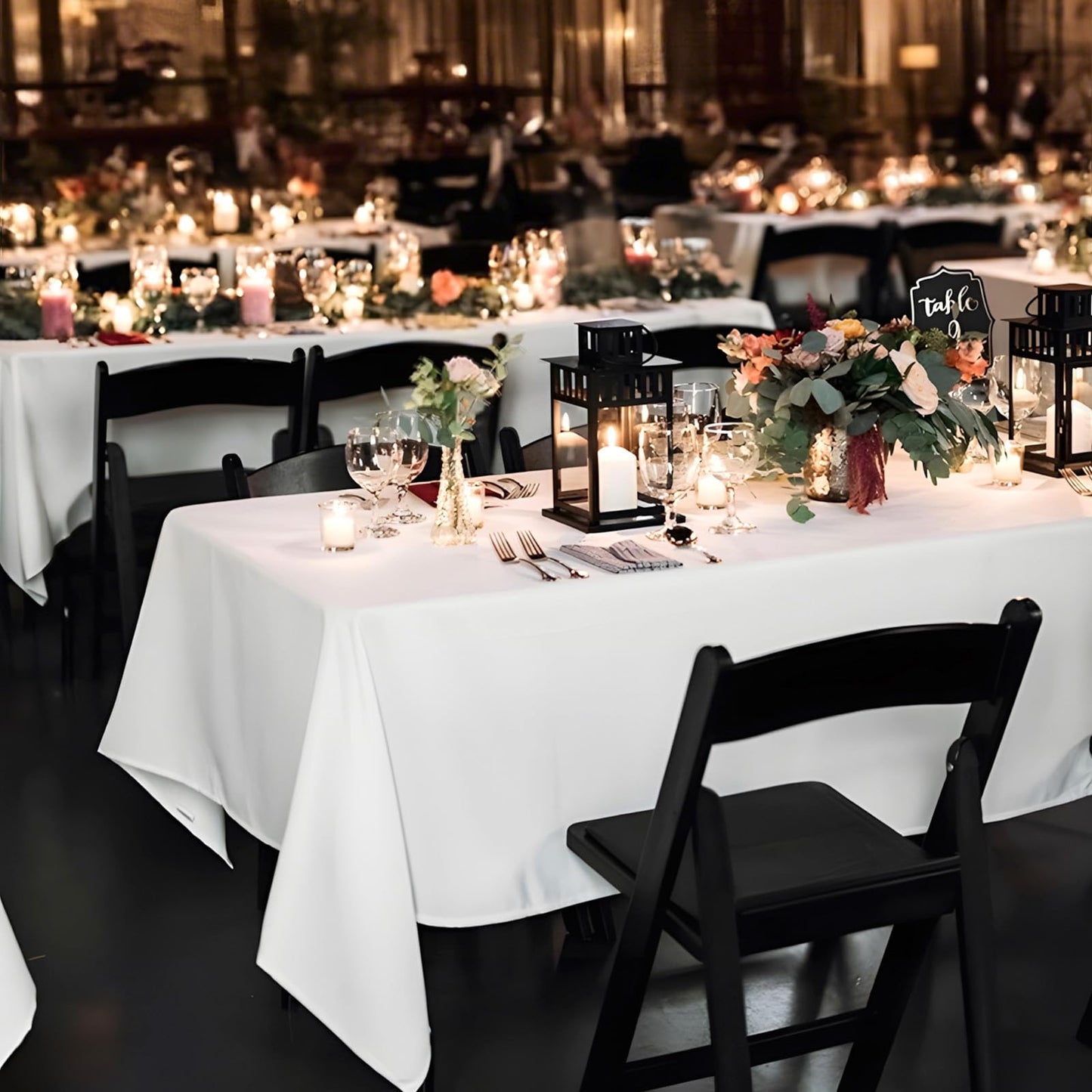 12 Packs White Table Cloth Rectangle 60x126 Inch Tablecloths Rectangular for 8ft Rectangle Tables, Wrinkle Resistant Polyester Fabric Tablecloth Washable Covers for Wedding Party